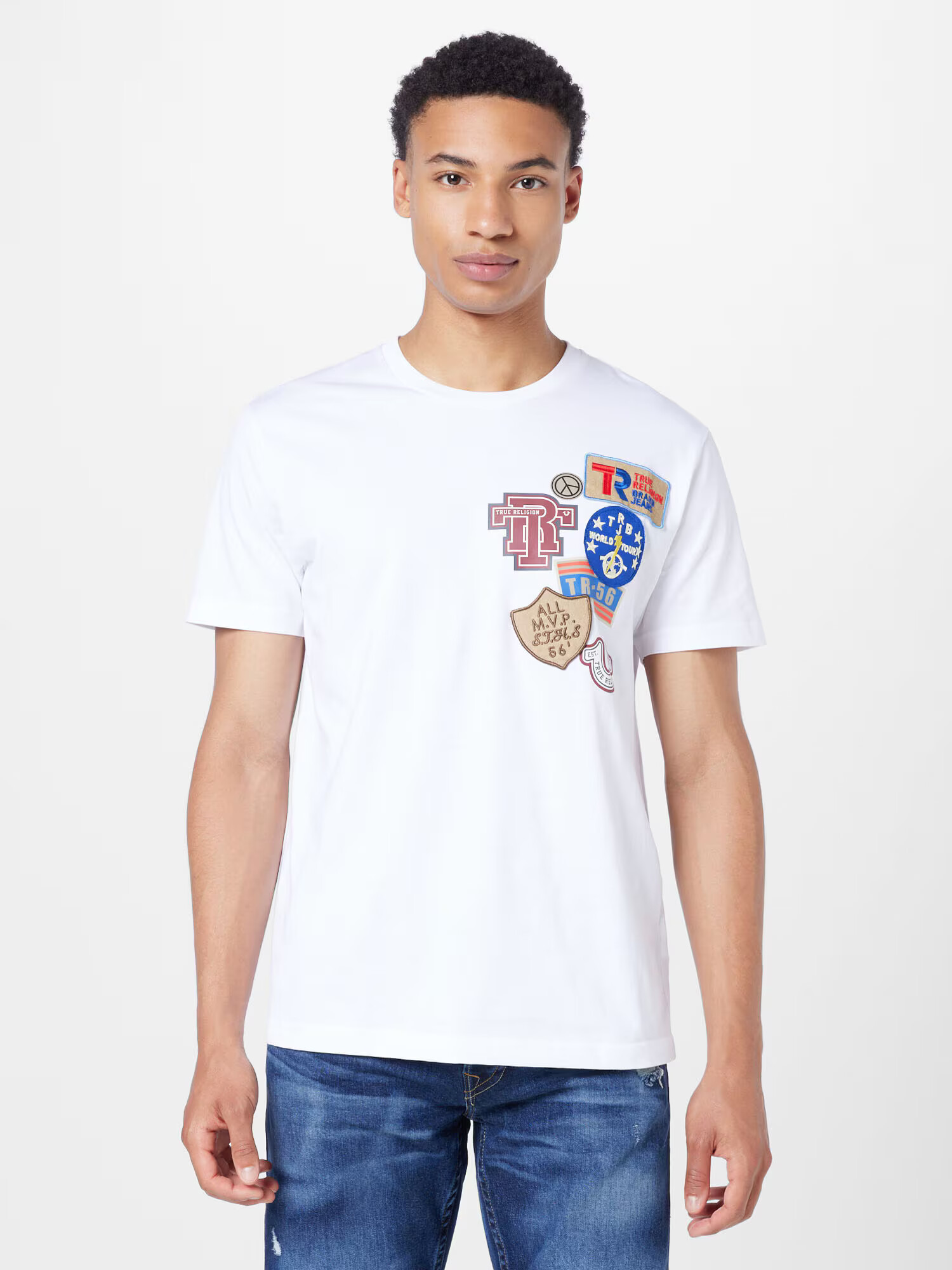 True Religion Tricou nisipiu / albastru / lila / alb - Pled.ro