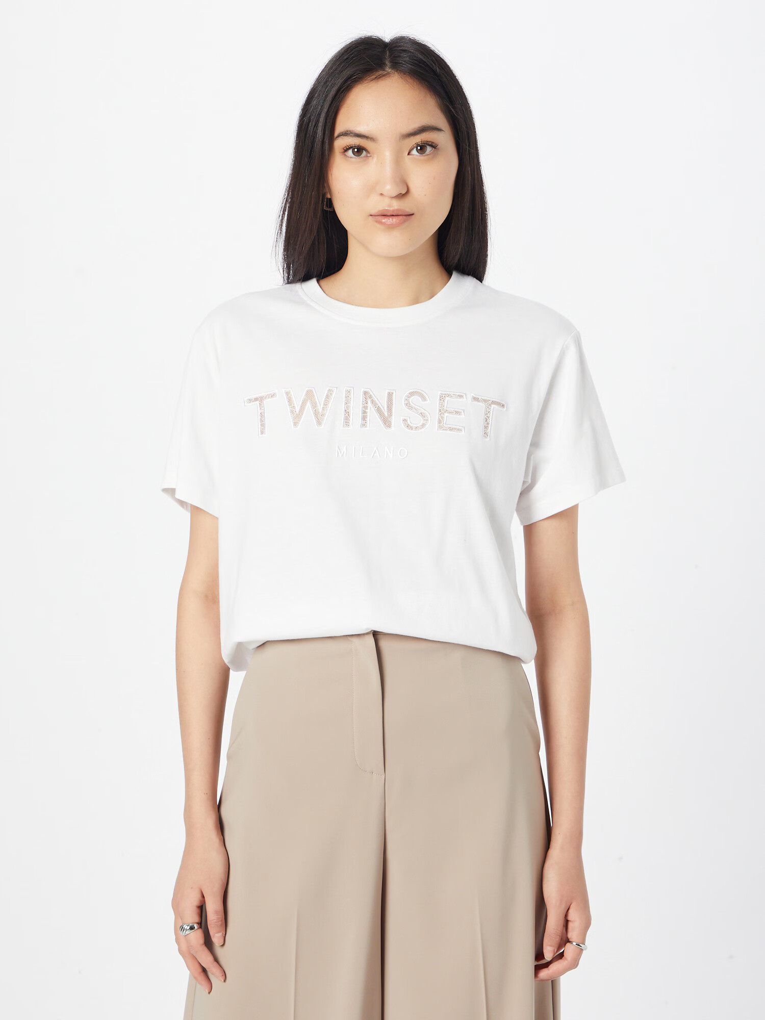 Twinset Tricou bej deschis / alb - Pled.ro