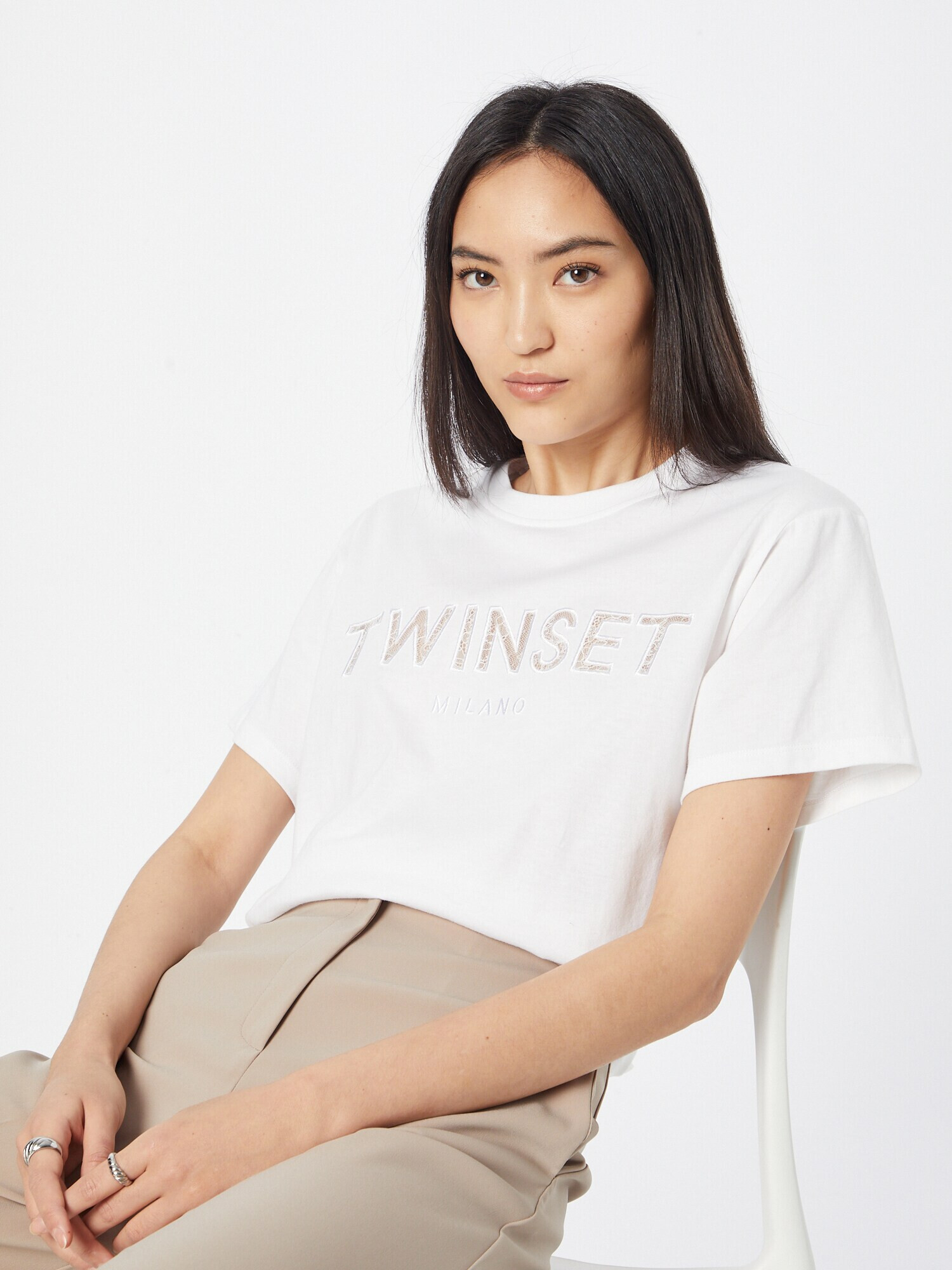 Twinset Tricou bej deschis / alb - Pled.ro