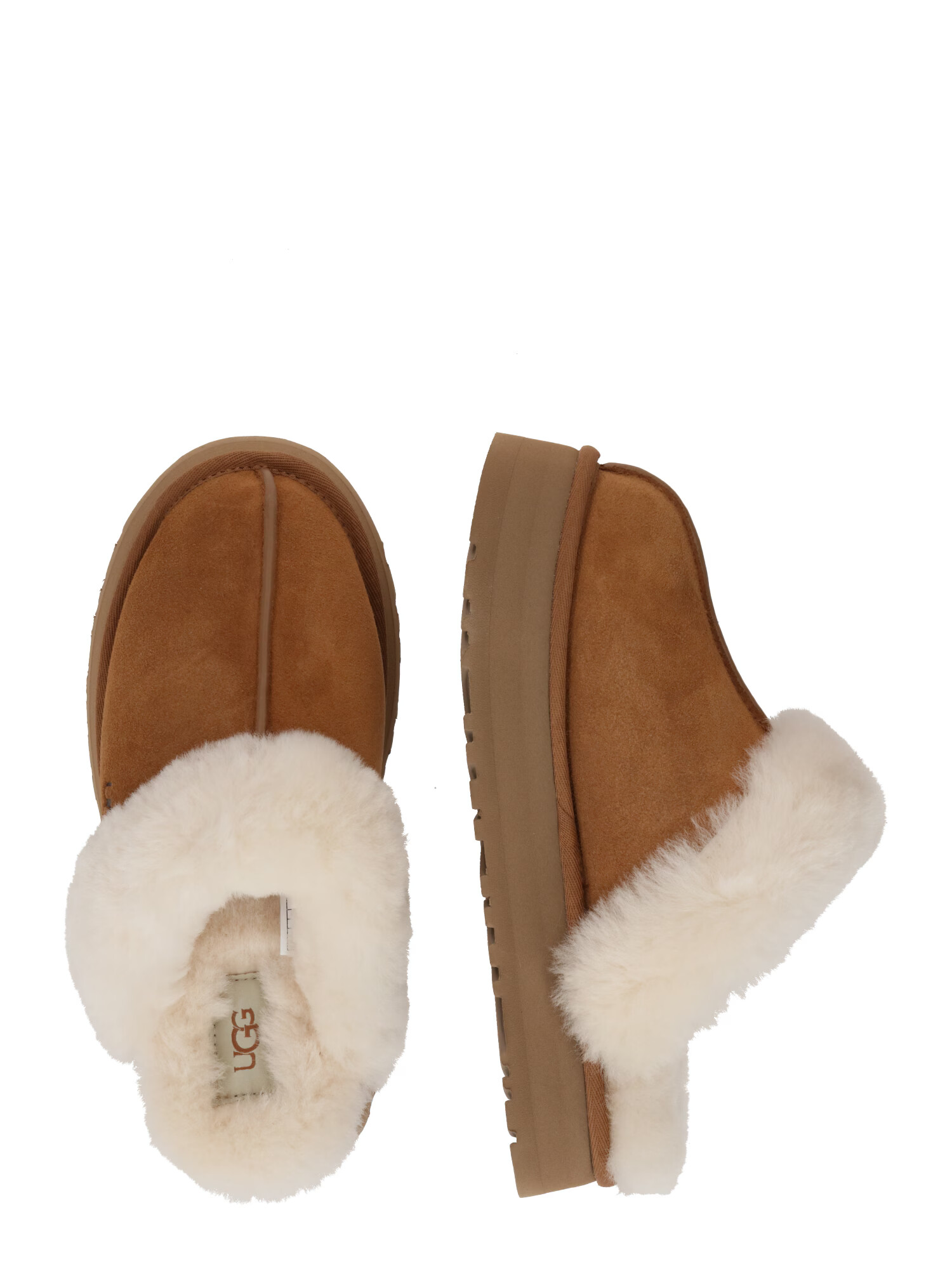 UGG Papuci de casă 'Disquette' maro deschis / alb natural - Pled.ro