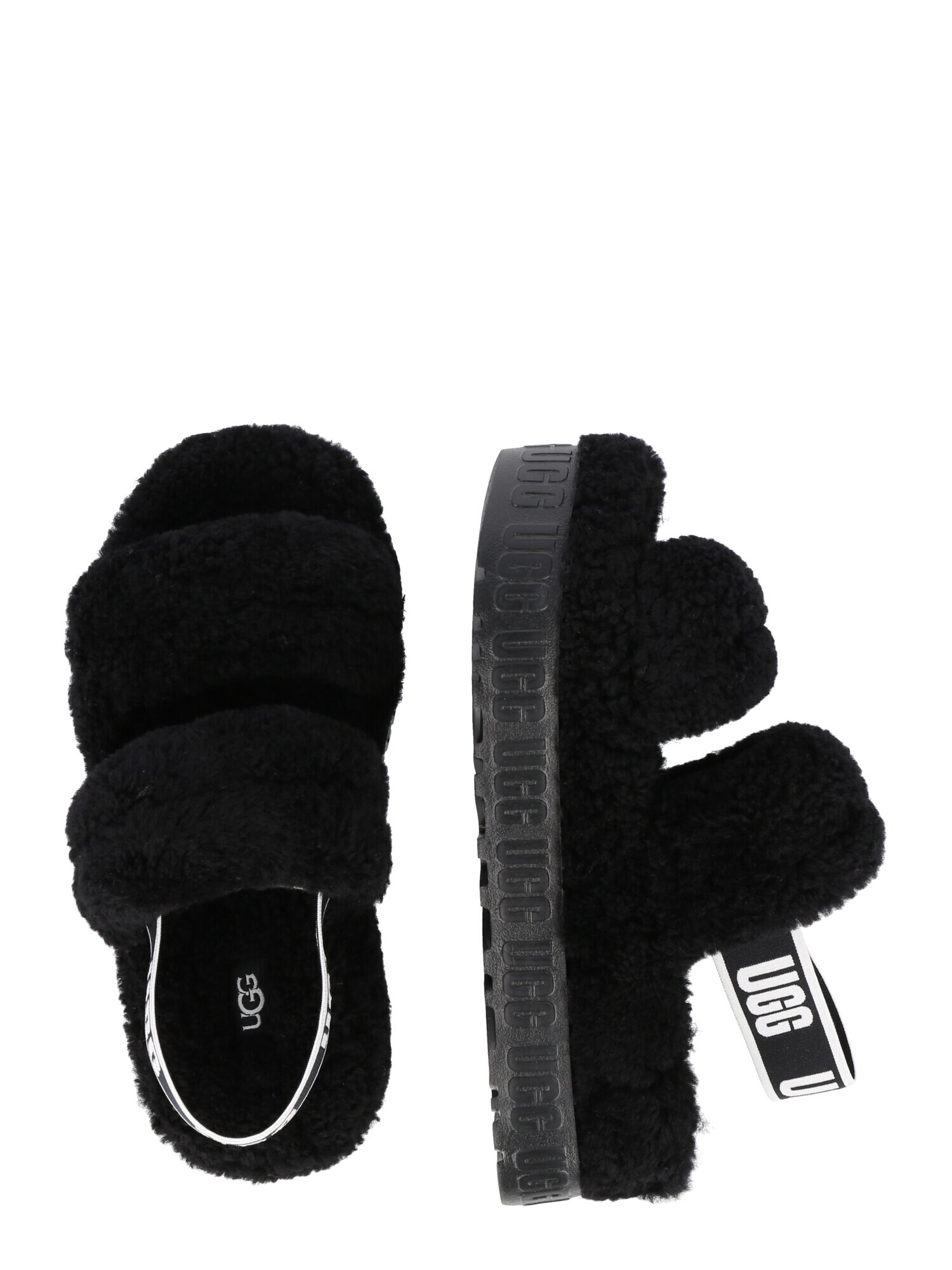 UGG Papuci de casă 'Fluffita' negru / alb - Pled.ro