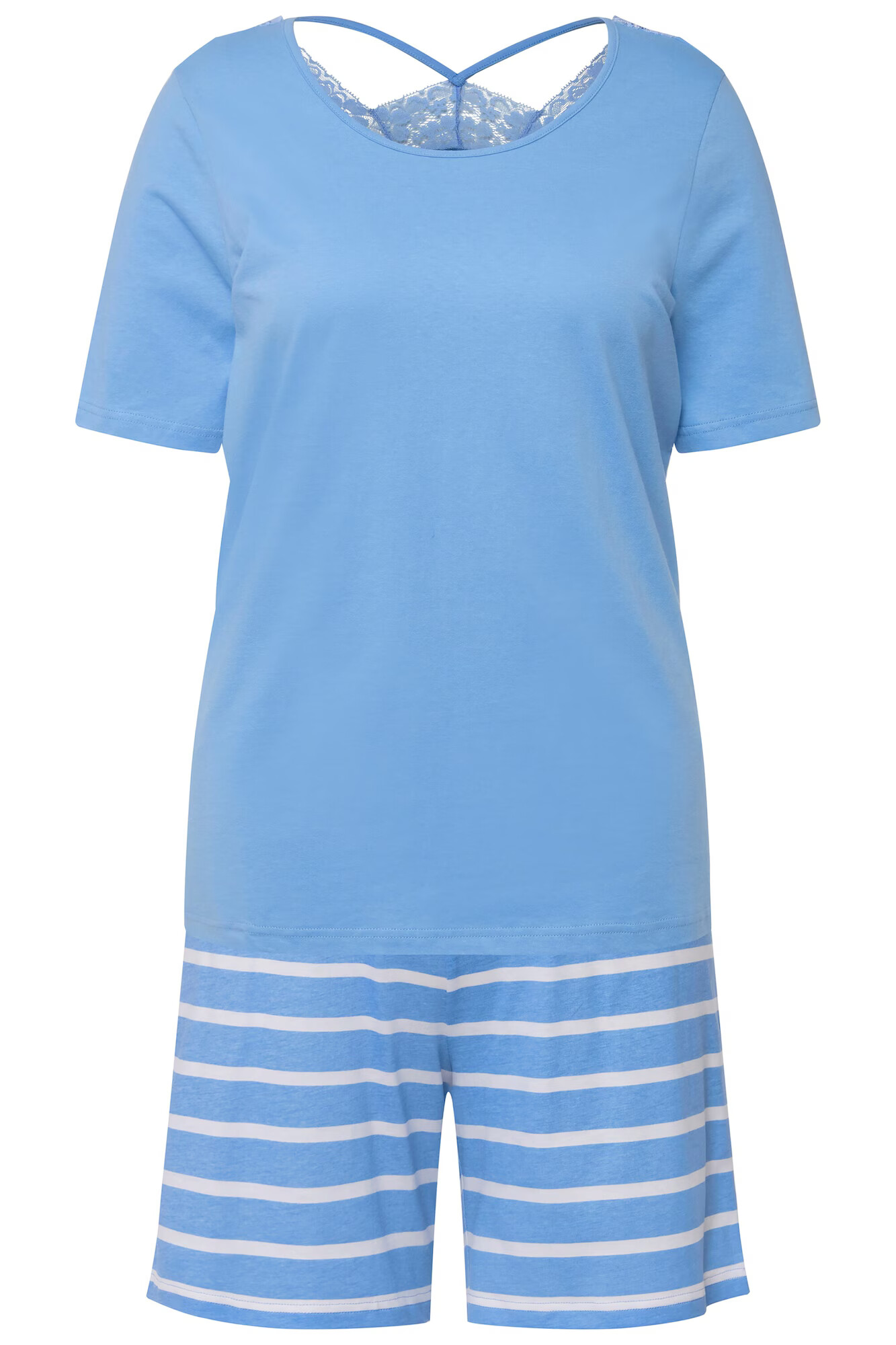 Ulla Popken Pijama azur / alb - Pled.ro