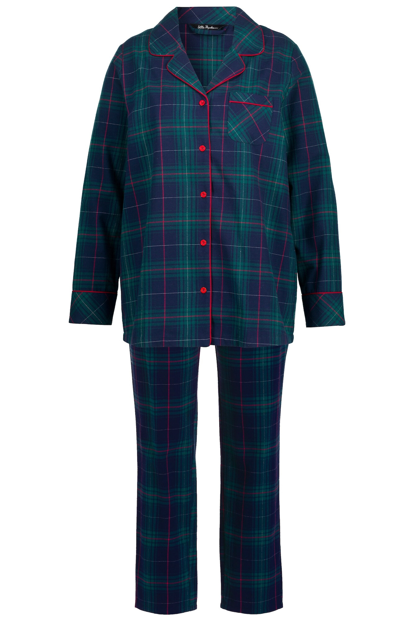 Ulla Popken Pijama indigo / verde petrol / roșu - Pled.ro