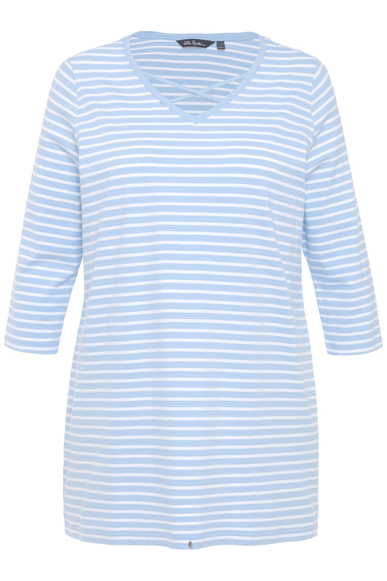 Ulla Popken Tricou albastru pastel / alb - Pled.ro