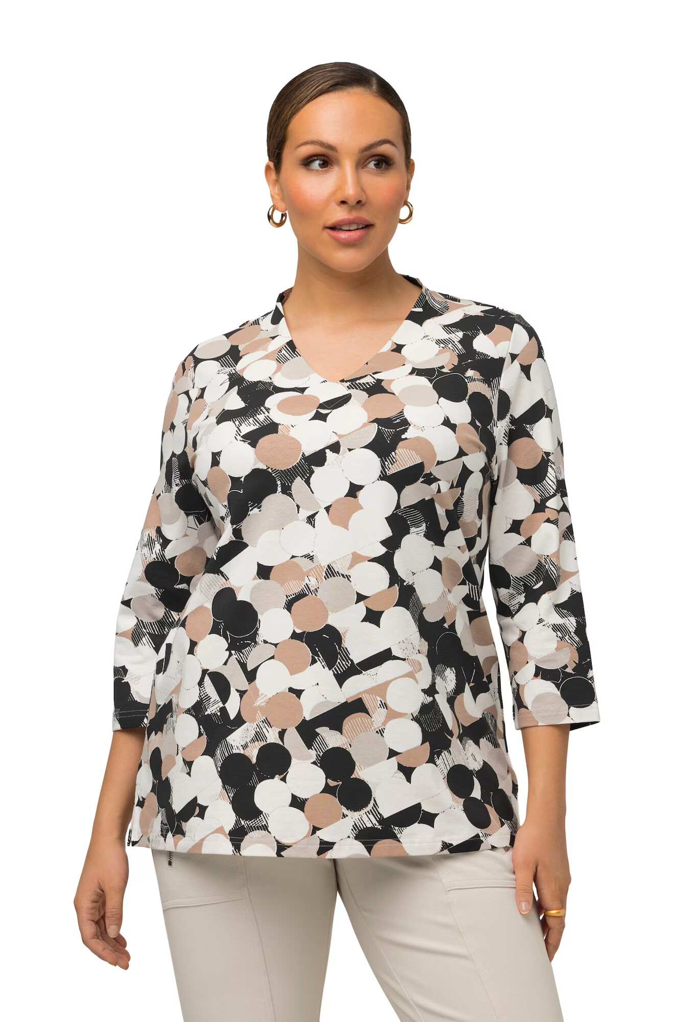 Ulla Popken Tricou bej / crem / gri taupe / negru - Pled.ro