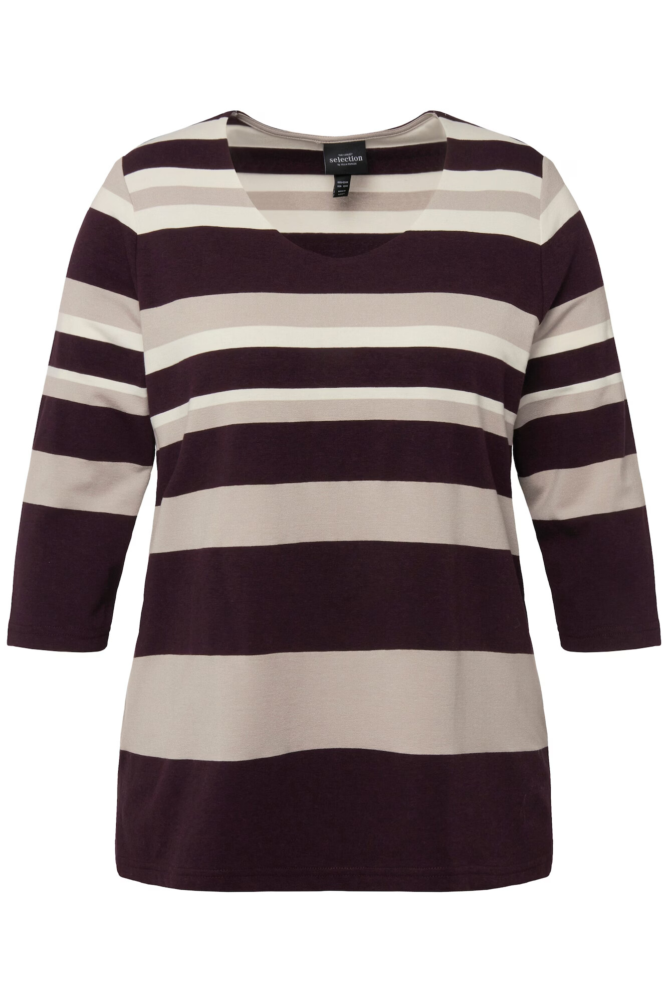 Ulla Popken Tricou bej / roșu bordeaux / alb natural - Pled.ro