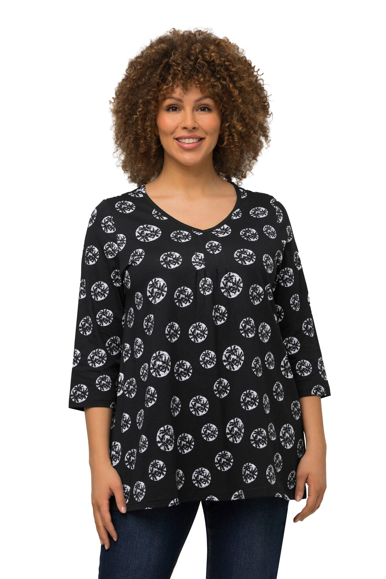 Ulla Popken Tricou negru / alb - Pled.ro