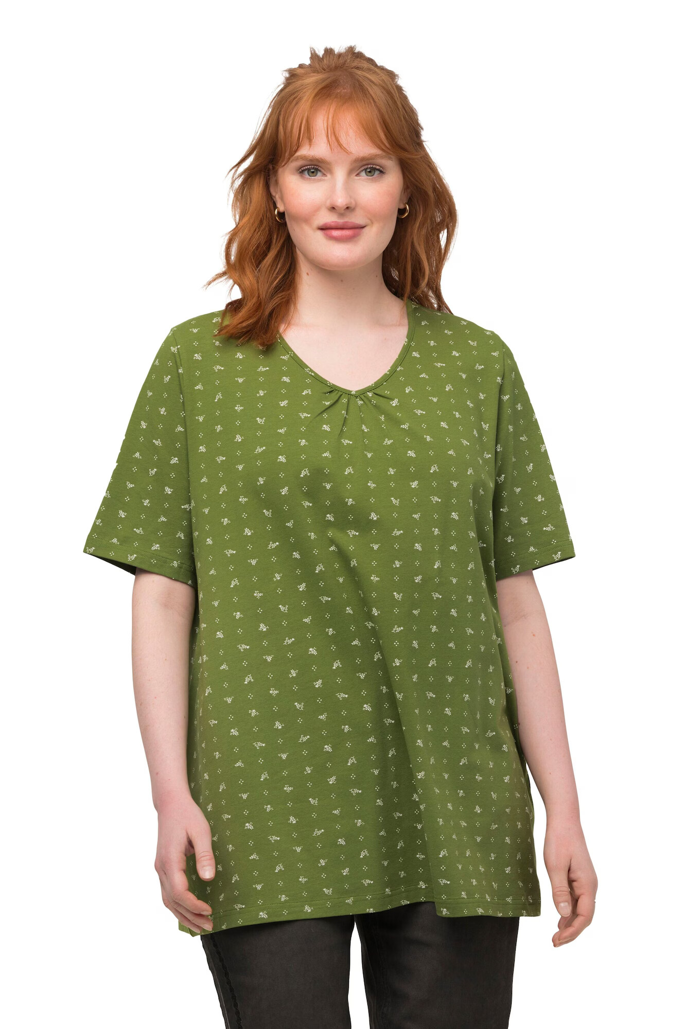 Ulla Popken Tricou verde măr / alb - Pled.ro