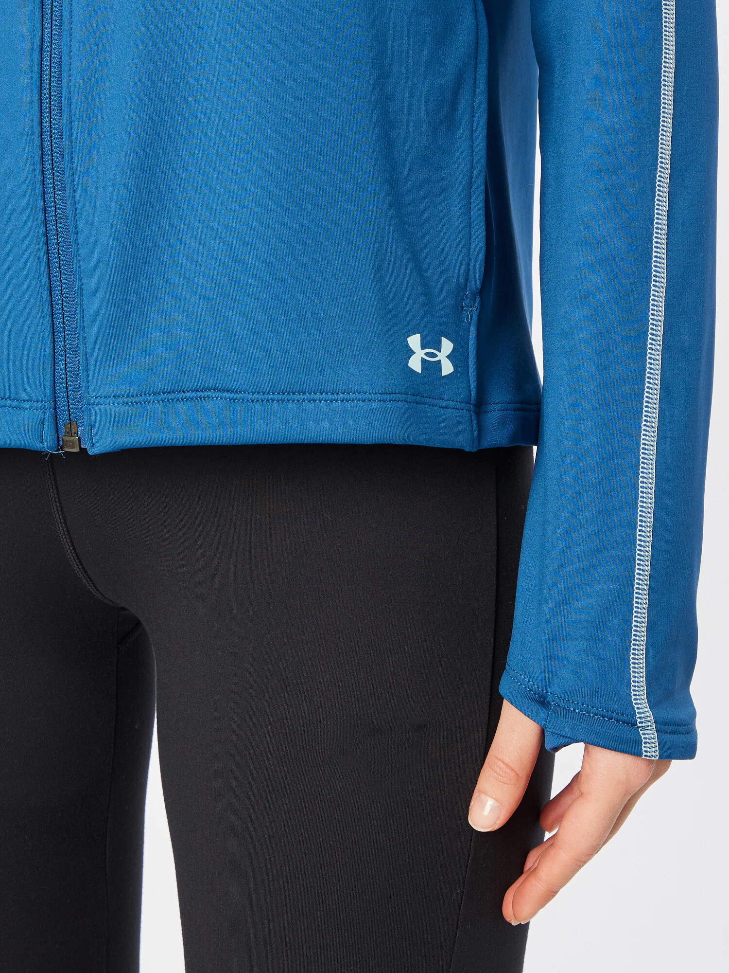 UNDER ARMOUR Bluză cu fermoar sport bleumarin / alb - Pled.ro