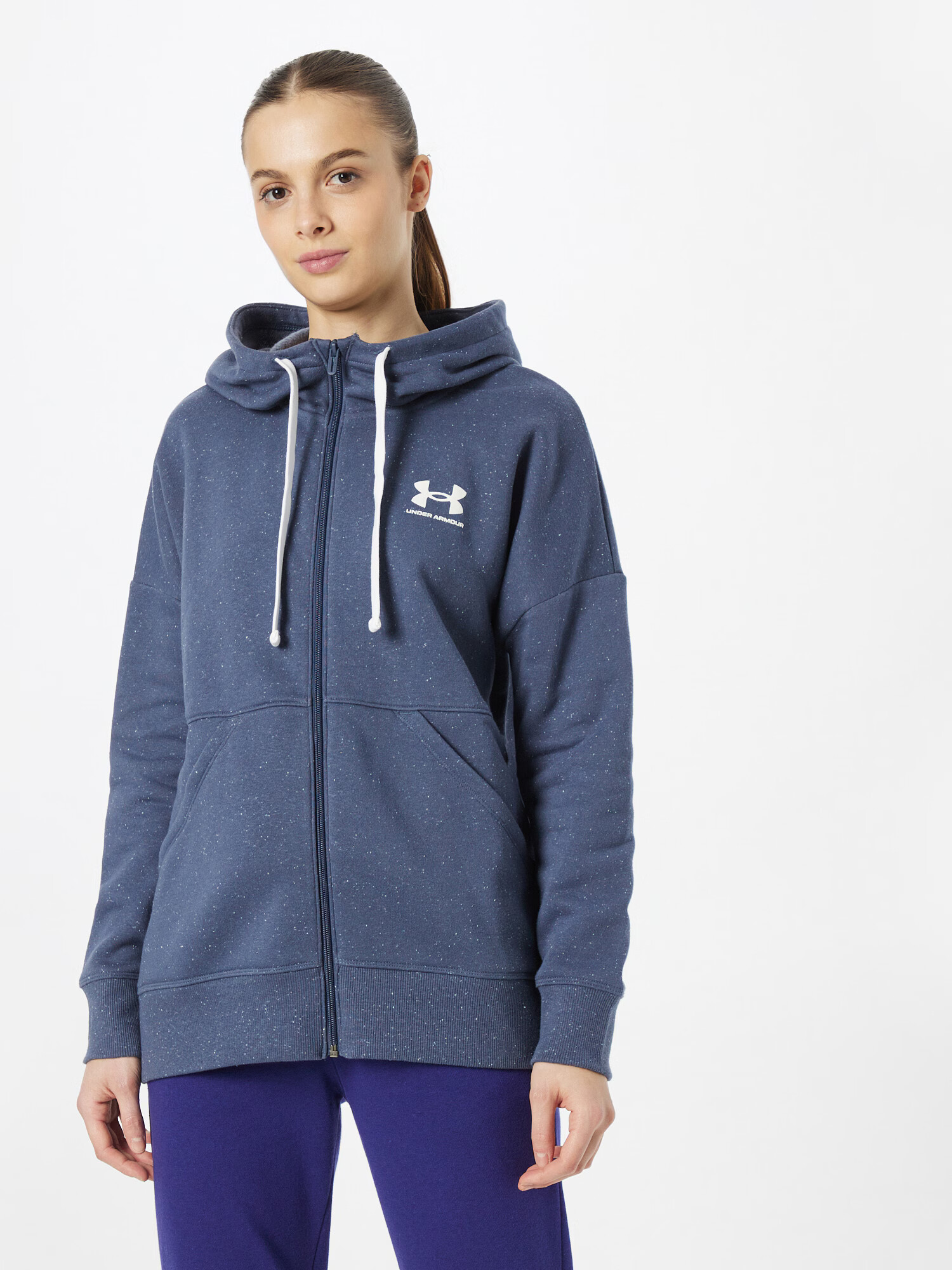 UNDER ARMOUR Bluză cu fermoar sport gri închis / alb - Pled.ro