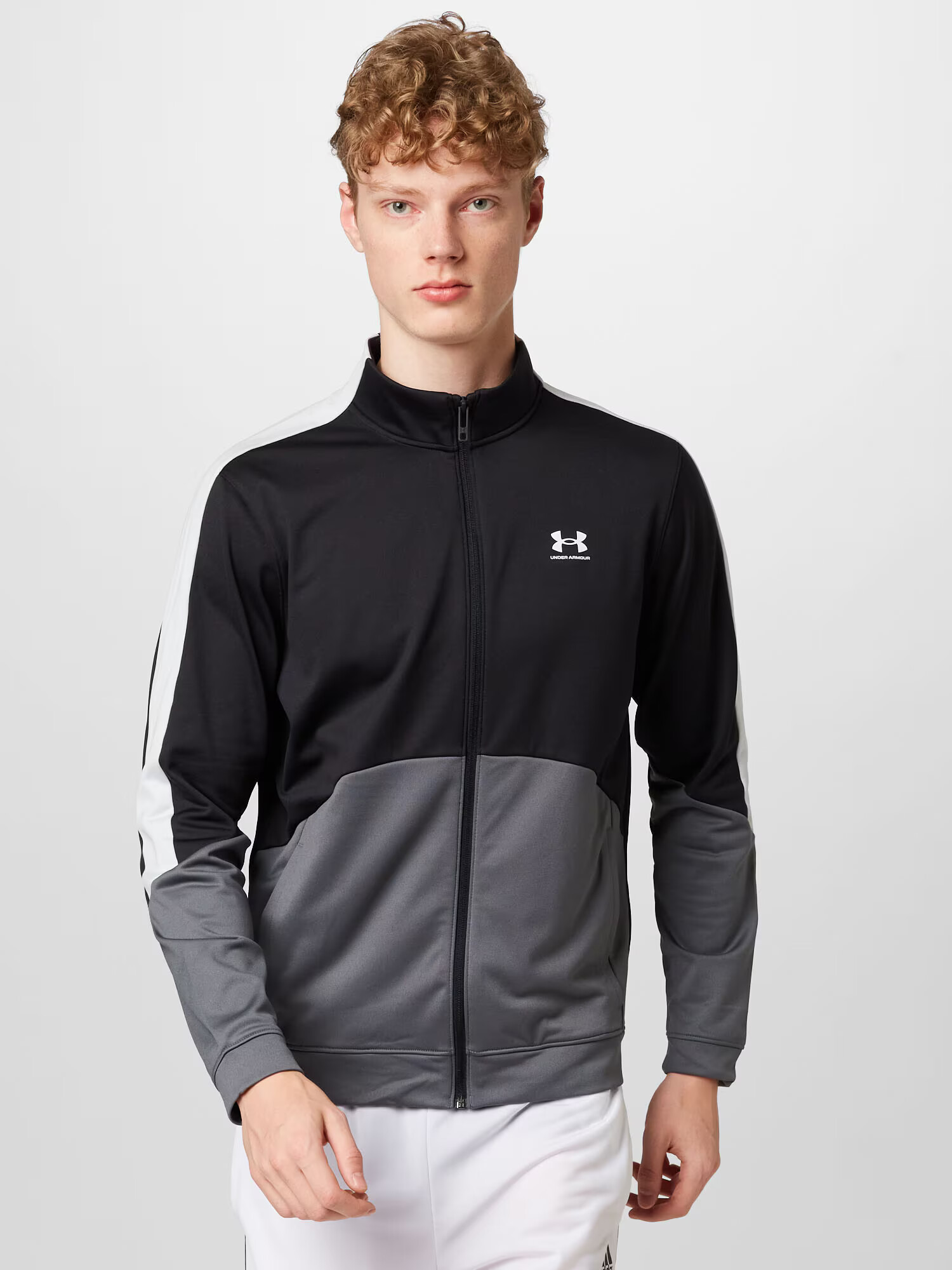 UNDER ARMOUR Bluză cu fermoar sport gri / negru / alb - Pled.ro