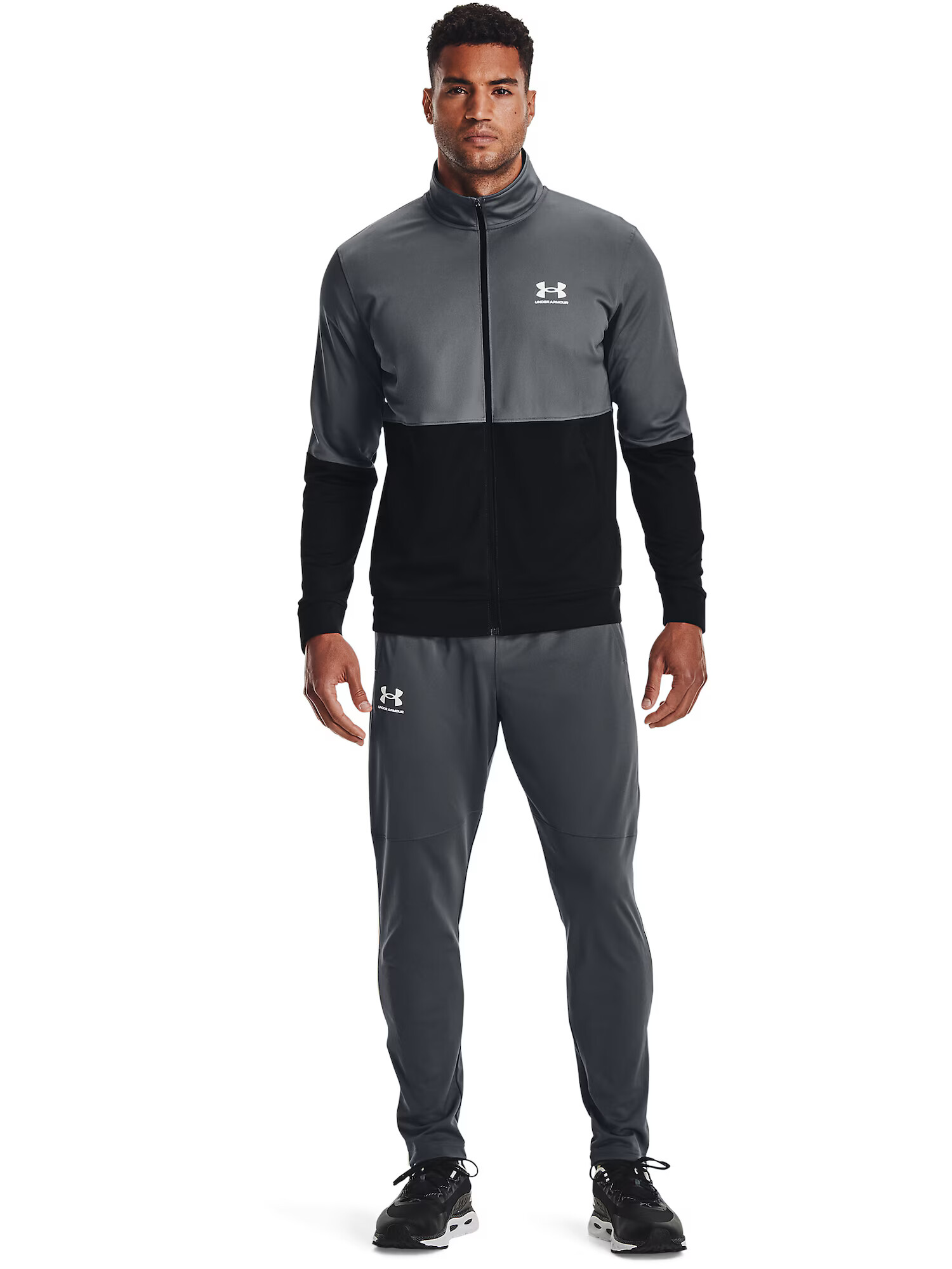 UNDER ARMOUR Bluză cu fermoar sport gri închis / negru / alb - Pled.ro