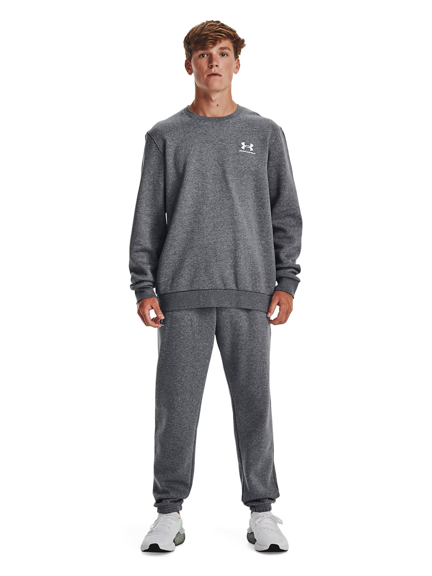 UNDER ARMOUR Hanorac sport 'Essential' gri amestecat / alb - Pled.ro