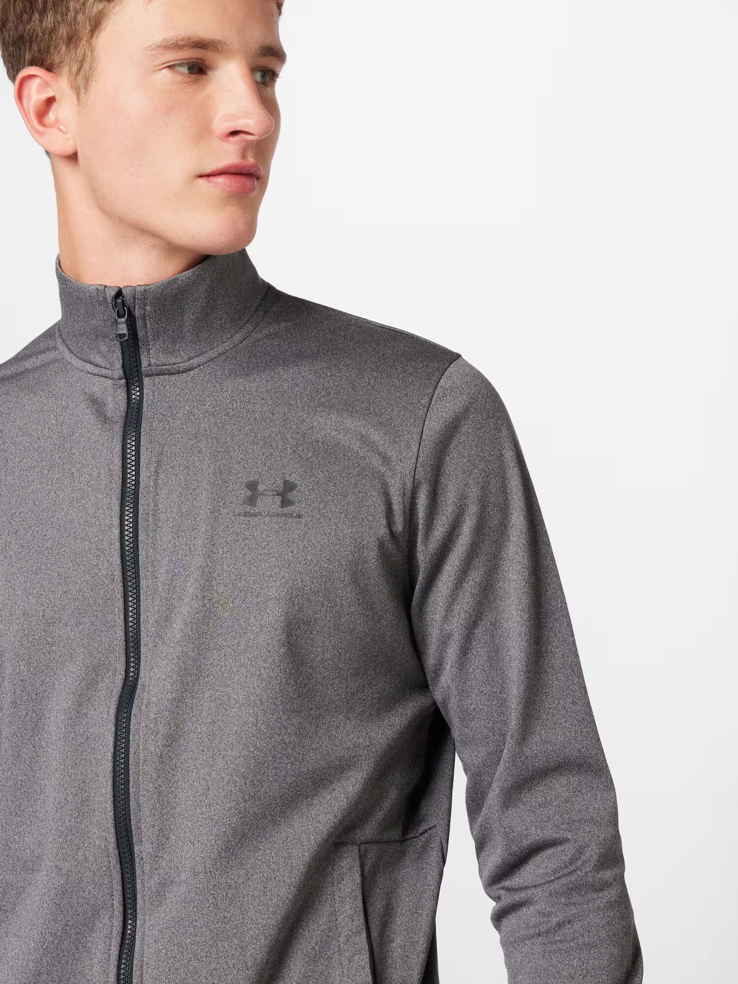 UNDER ARMOUR Bluză cu fermoar sport gri amestecat / negru - Pled.ro