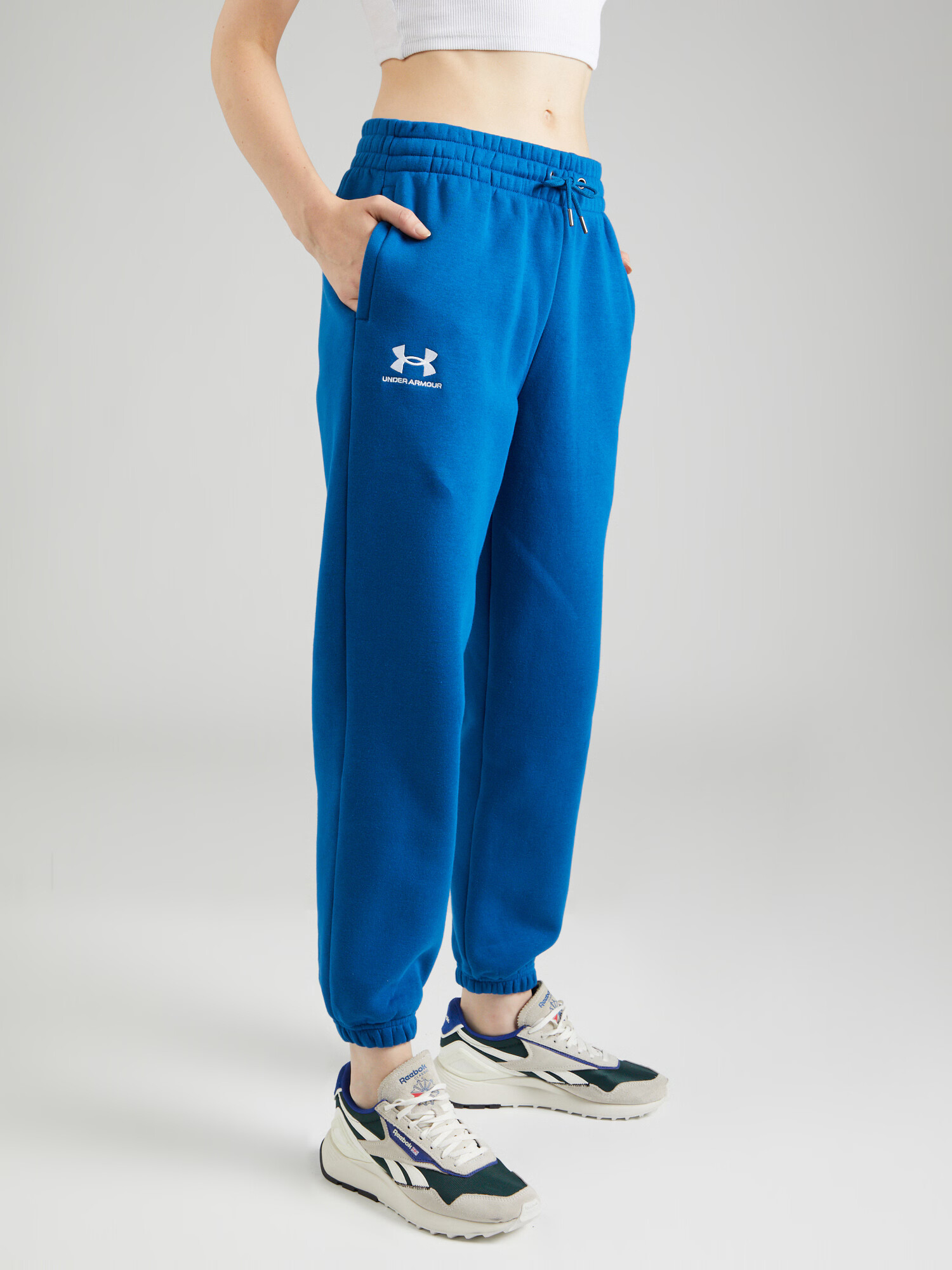 UNDER ARMOUR Pantaloni sport 'Essential' albastru / alb - Pled.ro