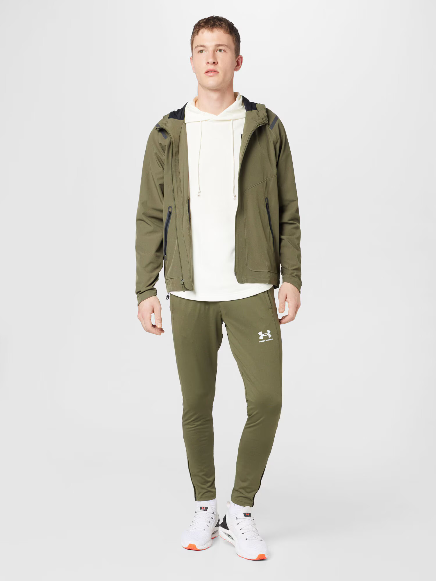 UNDER ARMOUR Pantaloni sport 'Challenger' oliv / alb - Pled.ro