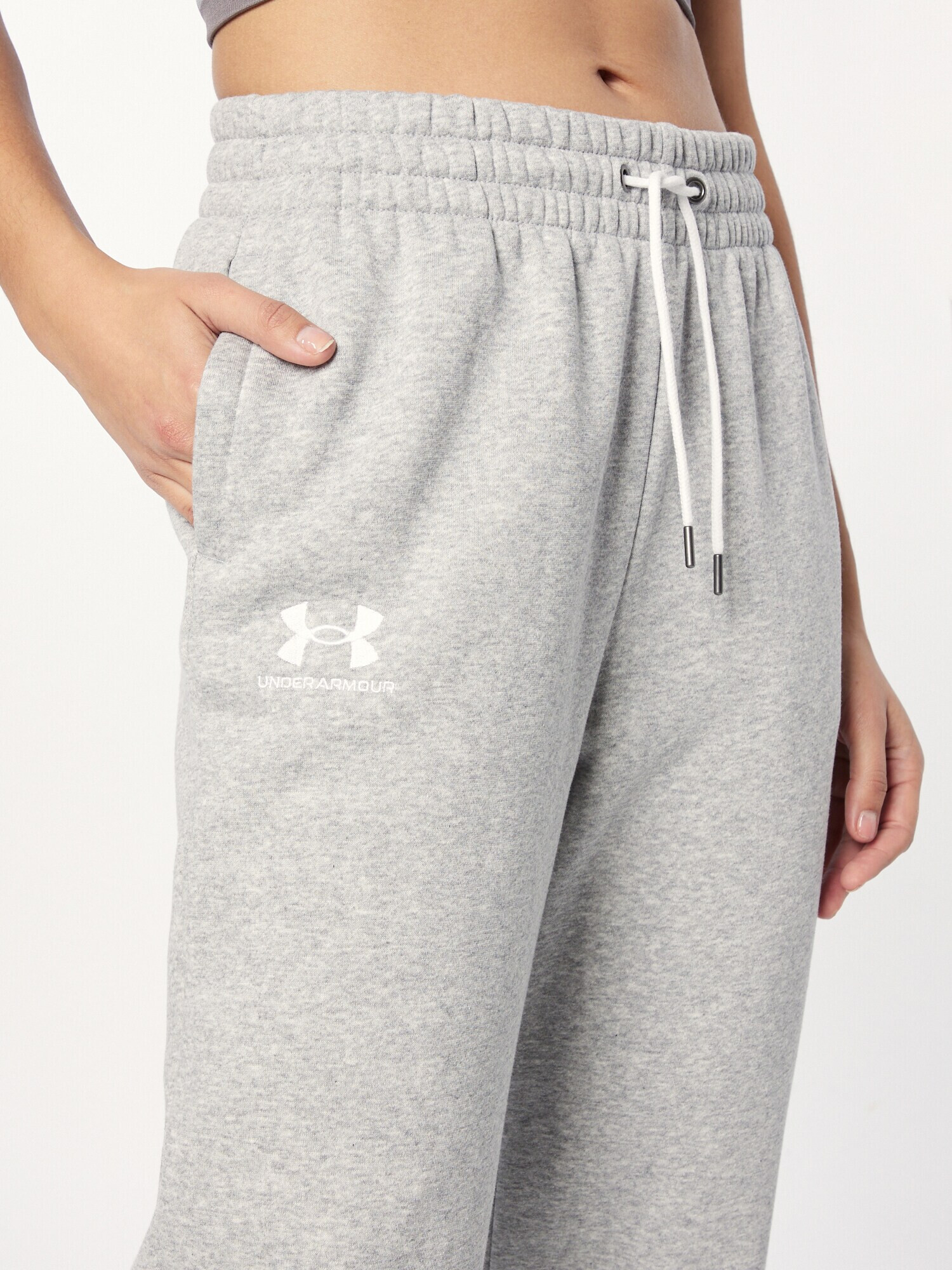 UNDER ARMOUR Pantaloni sport 'Essential' gri amestecat / alb - Pled.ro