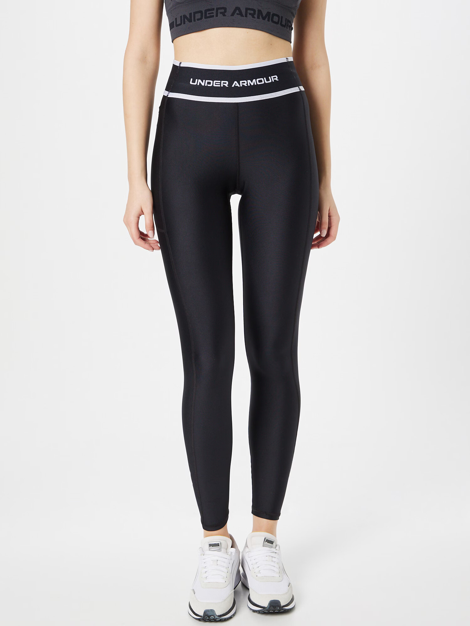 UNDER ARMOUR Pantaloni sport 'HeatGear' negru / alb - Pled.ro