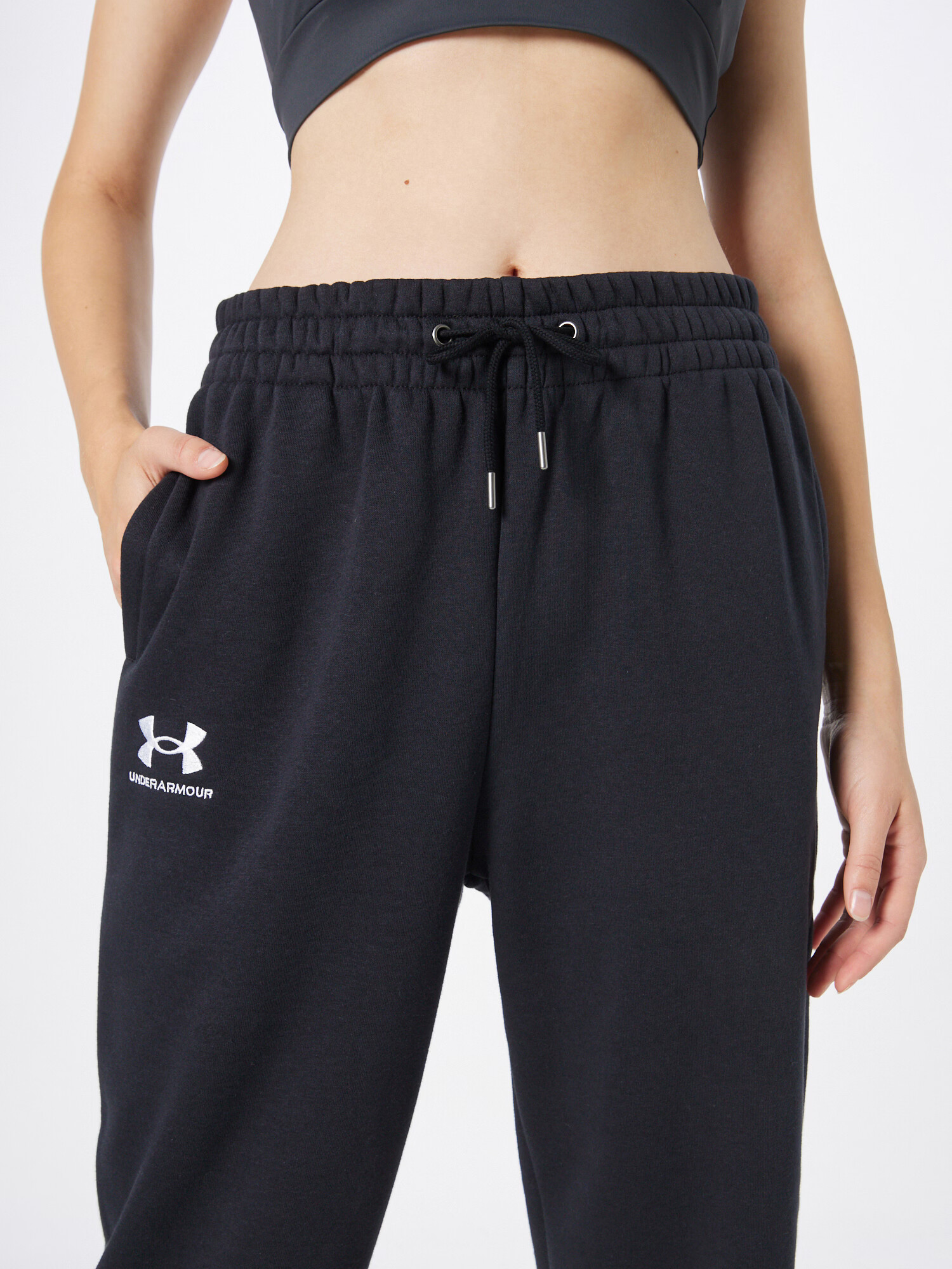 UNDER ARMOUR Pantaloni sport 'Essential' negru / alb - Pled.ro