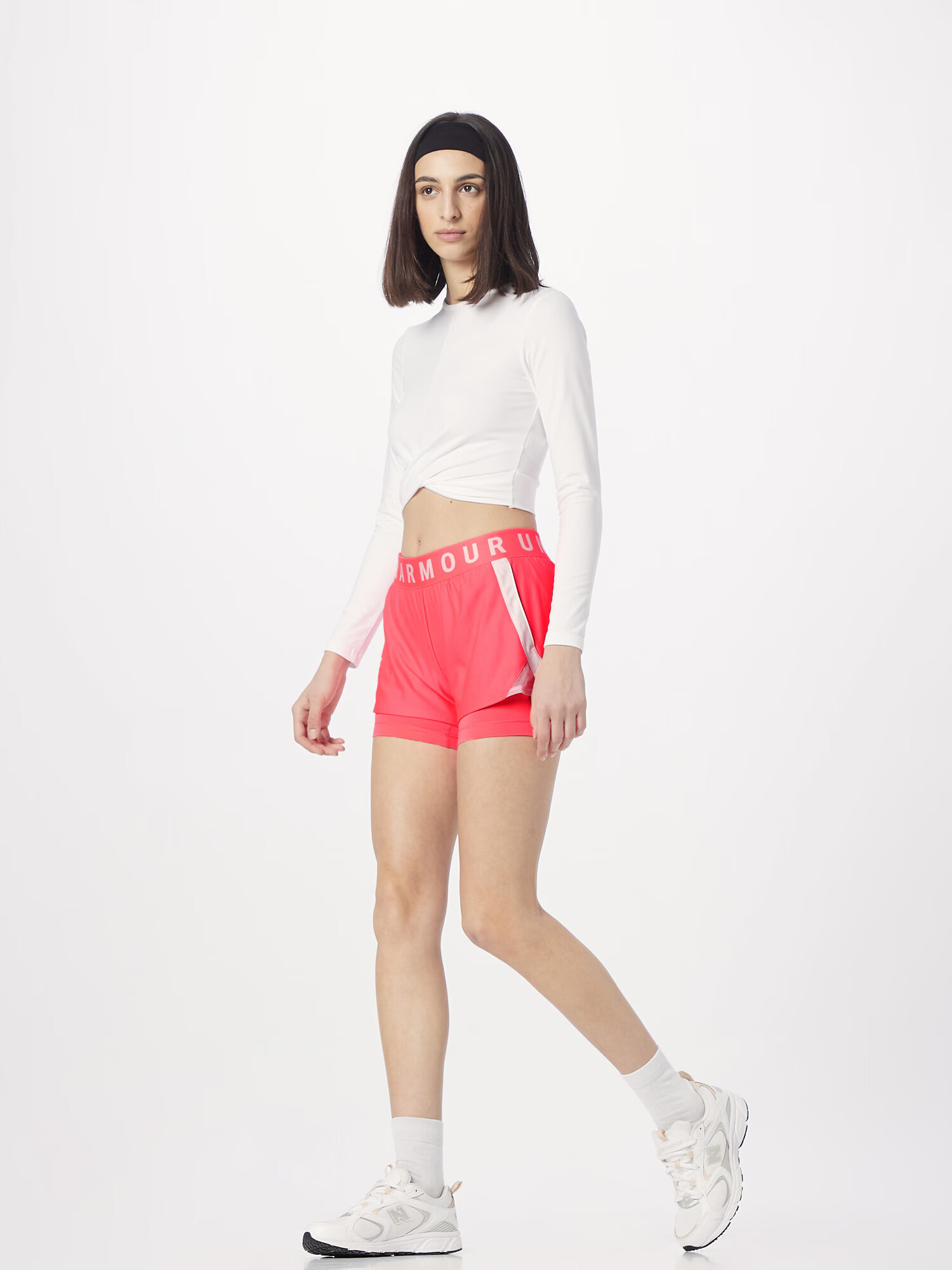 UNDER ARMOUR Pantaloni sport 'Play Up' roz / alb - Pled.ro