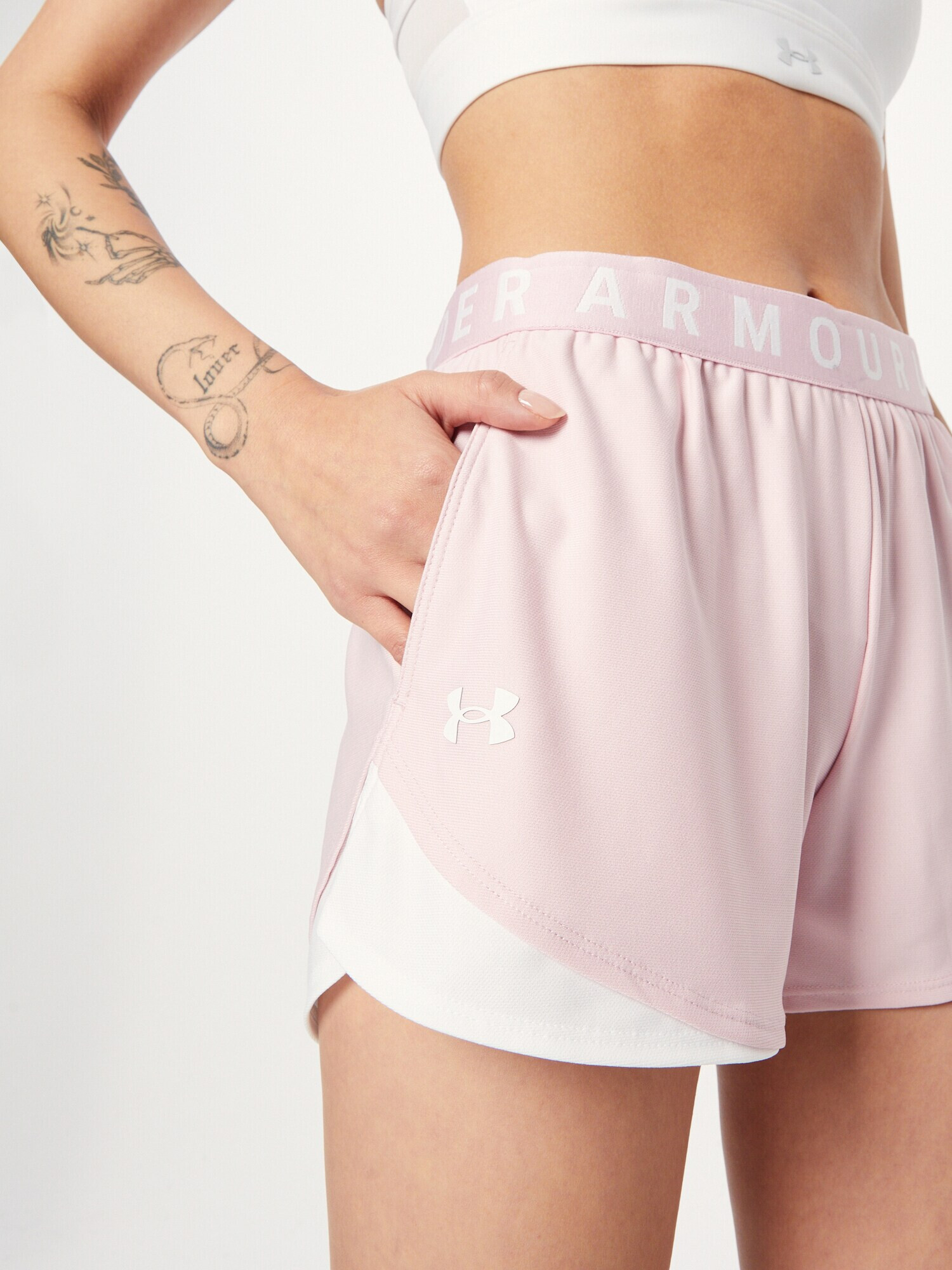 UNDER ARMOUR Pantaloni sport 'Play Up Shorts 3.0' roz / alb murdar - Pled.ro