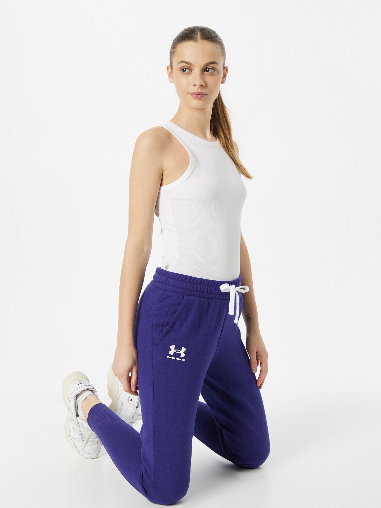 UNDER ARMOUR Pantaloni sport 'Rival' bleumarin / alb - Pled.ro