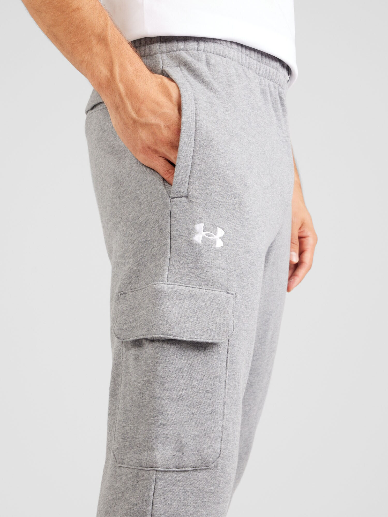 UNDER ARMOUR Pantaloni sport 'Rival' gri amestecat / alb - Pled.ro