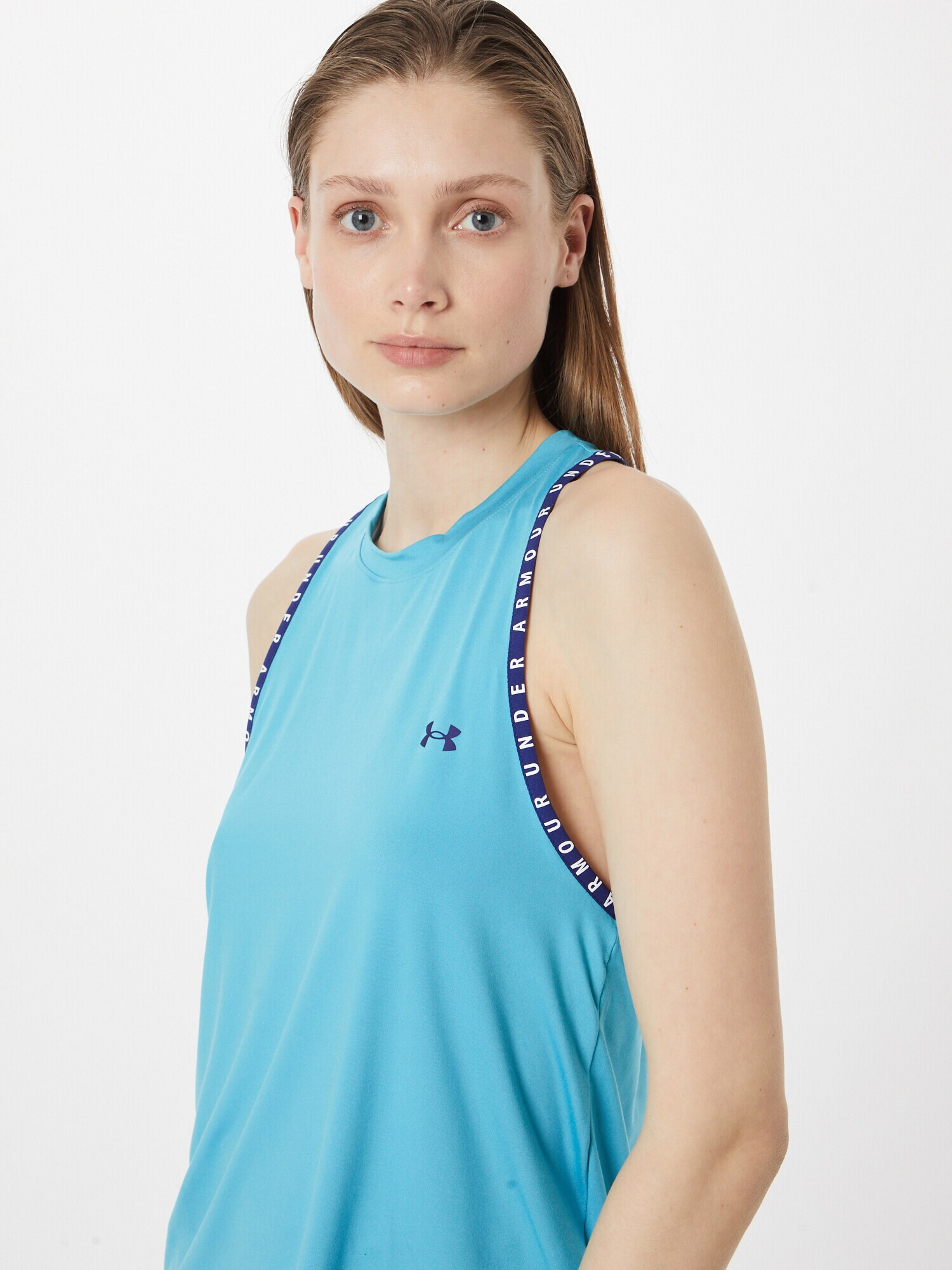 UNDER ARMOUR Sport top 'Knockout Novelty' albastru regal / cyan / alb - Pled.ro