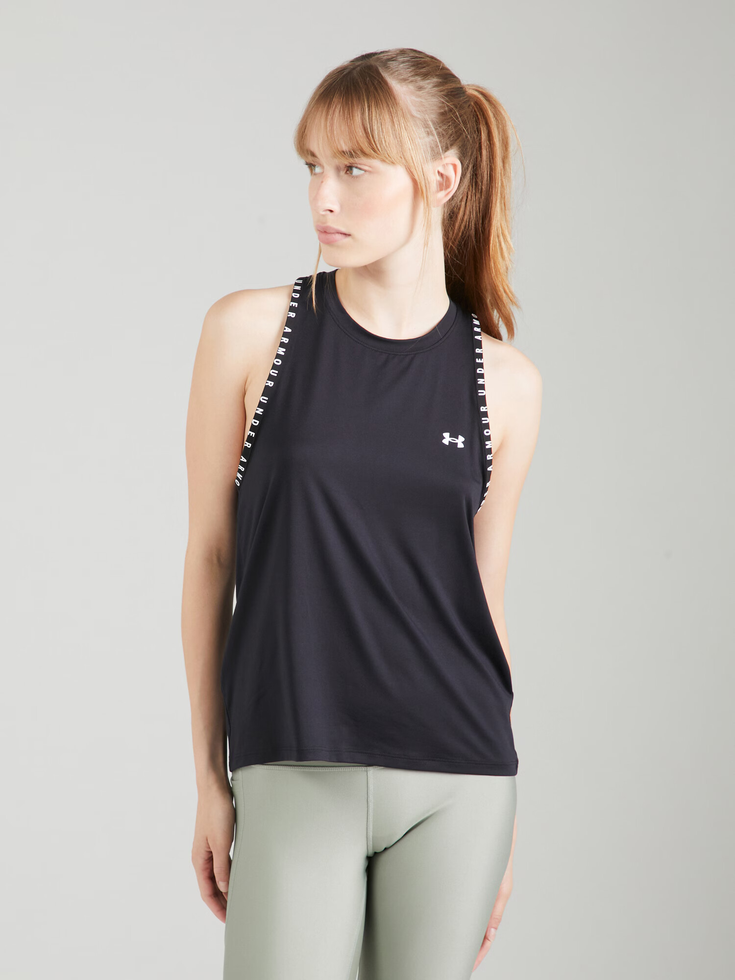 UNDER ARMOUR Sport top 'Knockout Novelty' negru / alb - Pled.ro