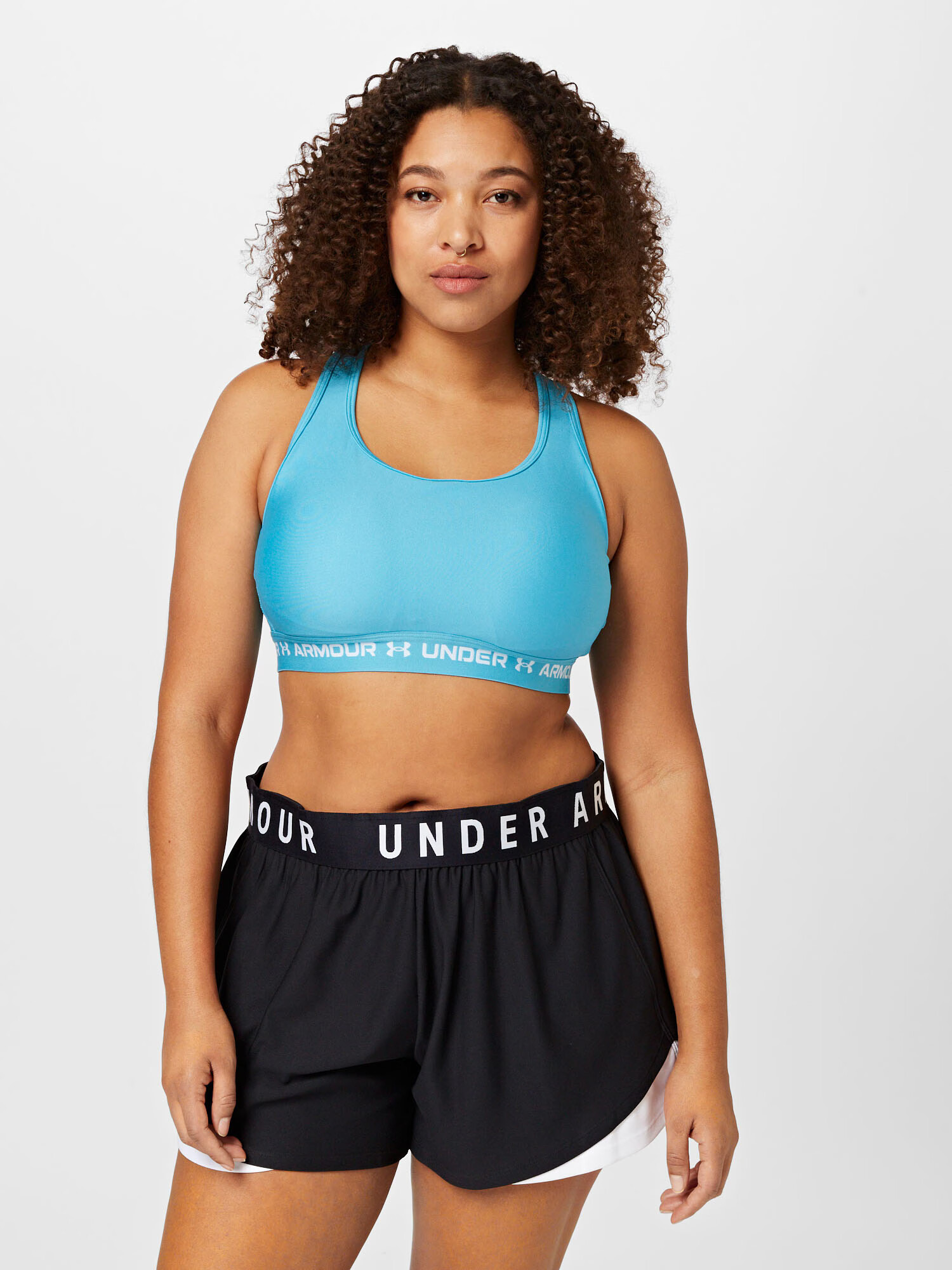 UNDER ARMOUR Sutien sport albastru aqua / alb - Pled.ro