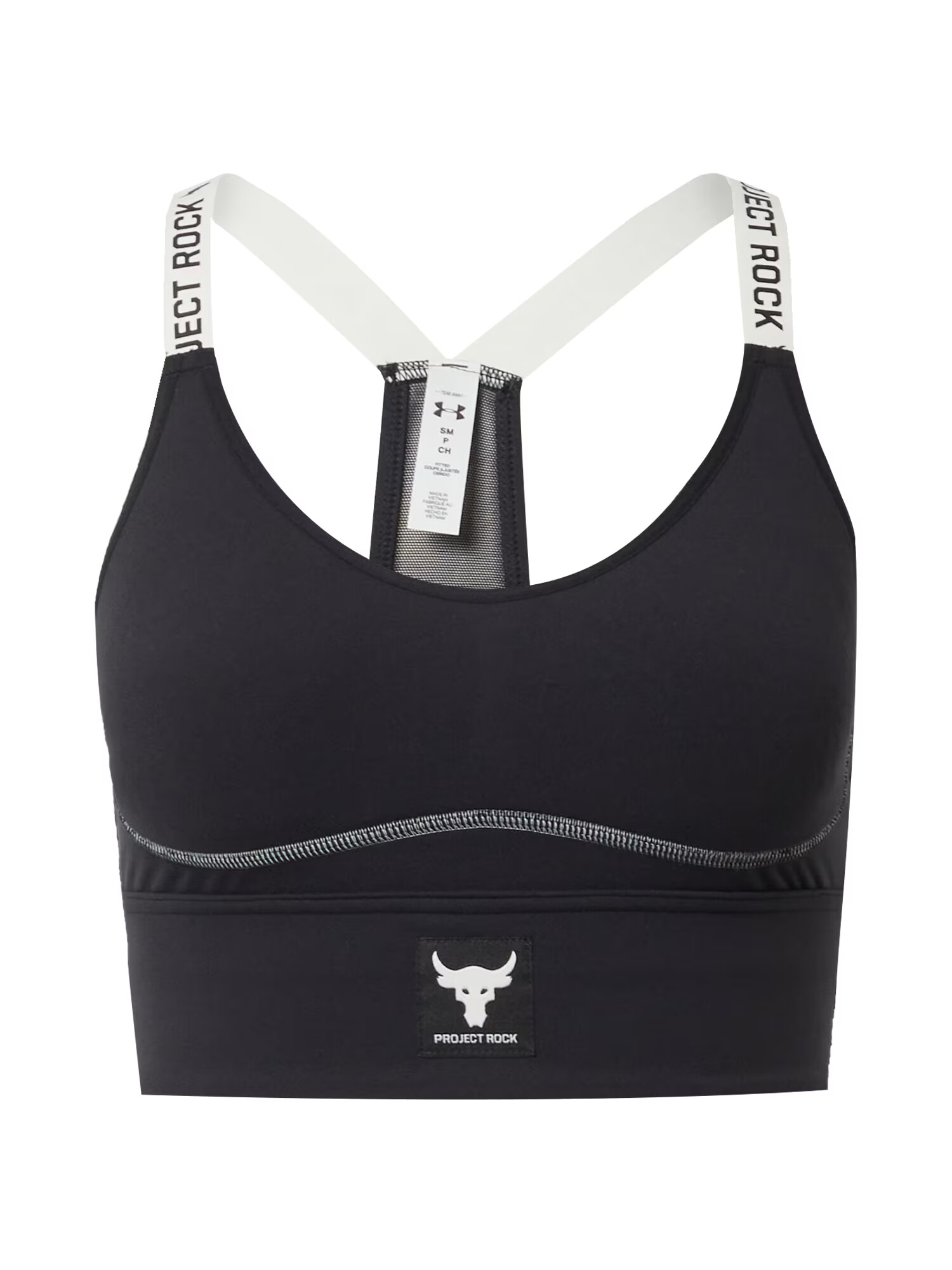 UNDER ARMOUR Sutien sport 'Pjt Rock' negru / alb natural - Pled.ro