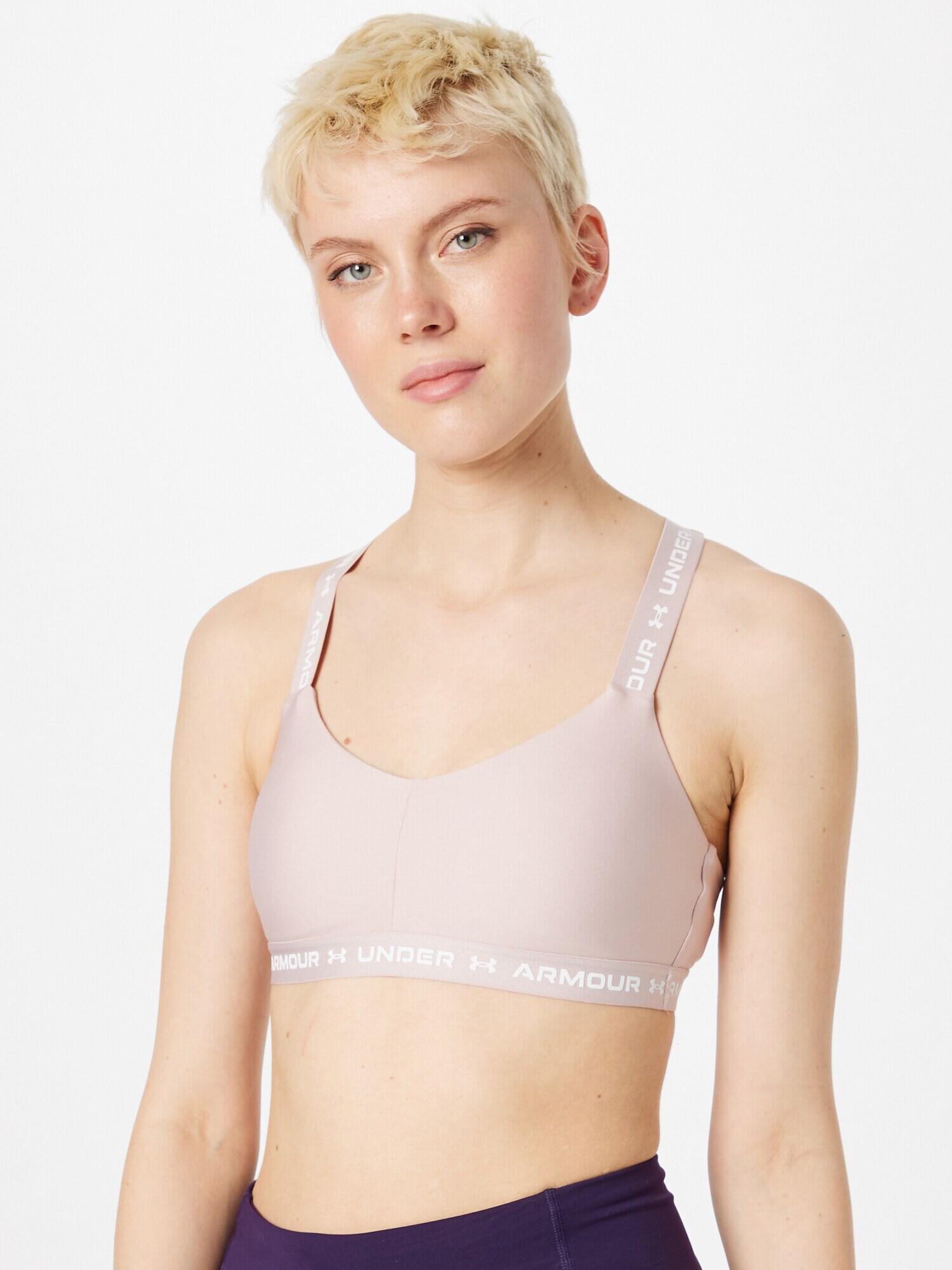 UNDER ARMOUR Sutien sport roz pastel / alb - Pled.ro