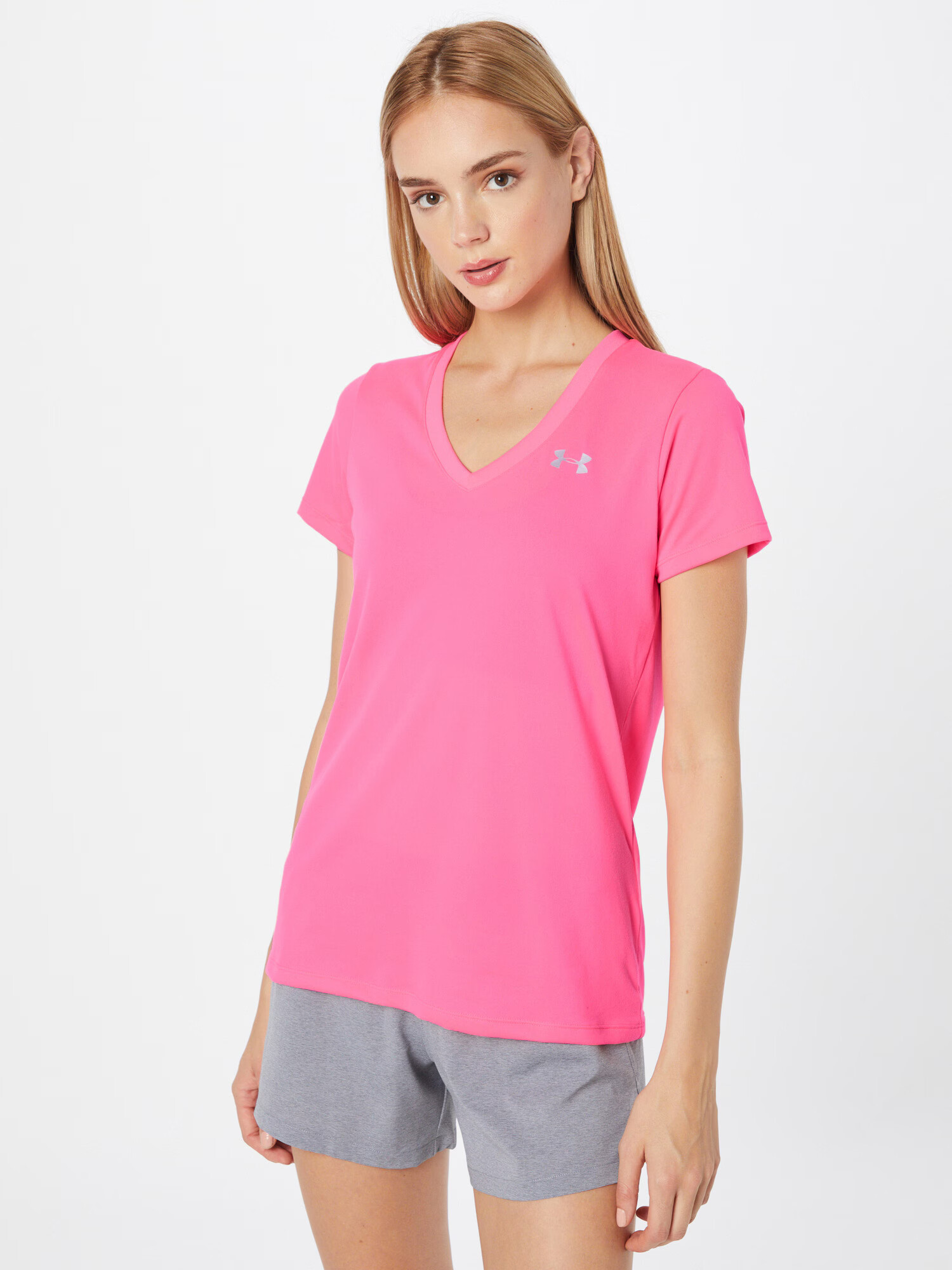 UNDER ARMOUR Tricou funcțional gri argintiu / fucsia - Pled.ro