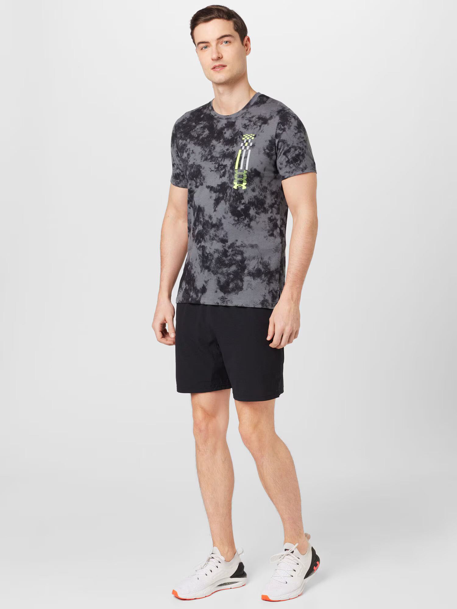 UNDER ARMOUR Tricou funcțional 'Run Anywhere' gri / verde neon / negru - Pled.ro