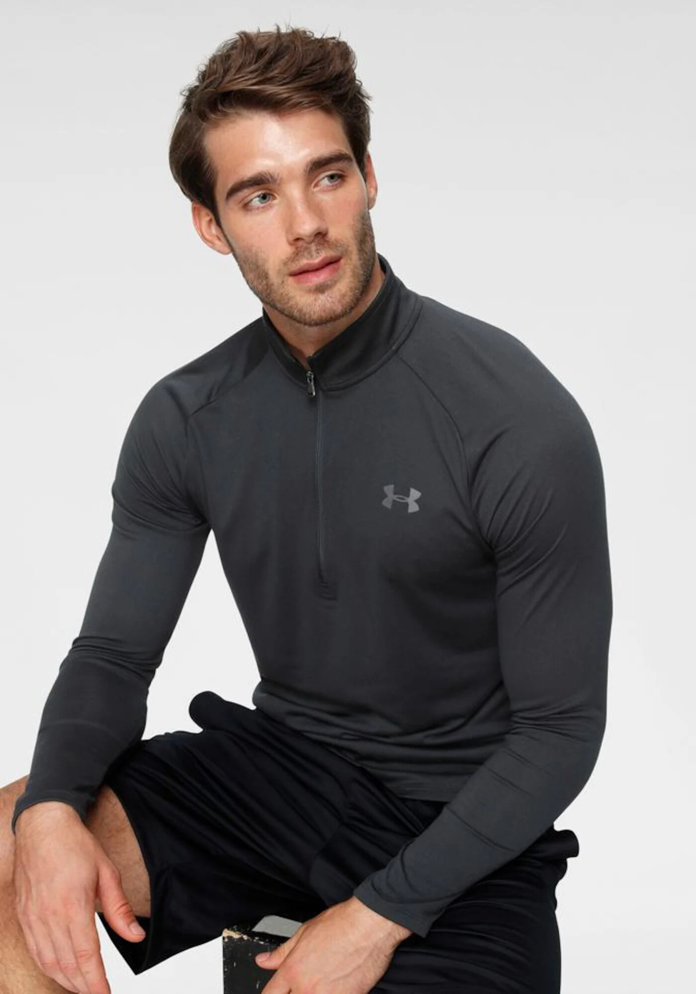 UNDER ARMOUR Tricou funcțional gri / negru - Pled.ro