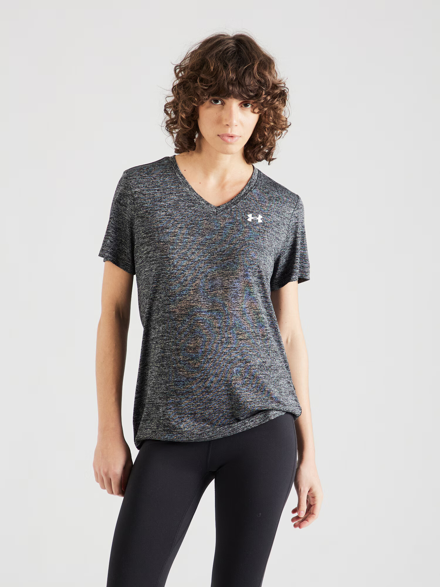 UNDER ARMOUR Tricou funcțional 'Twist' gri amestecat / alb - Pled.ro