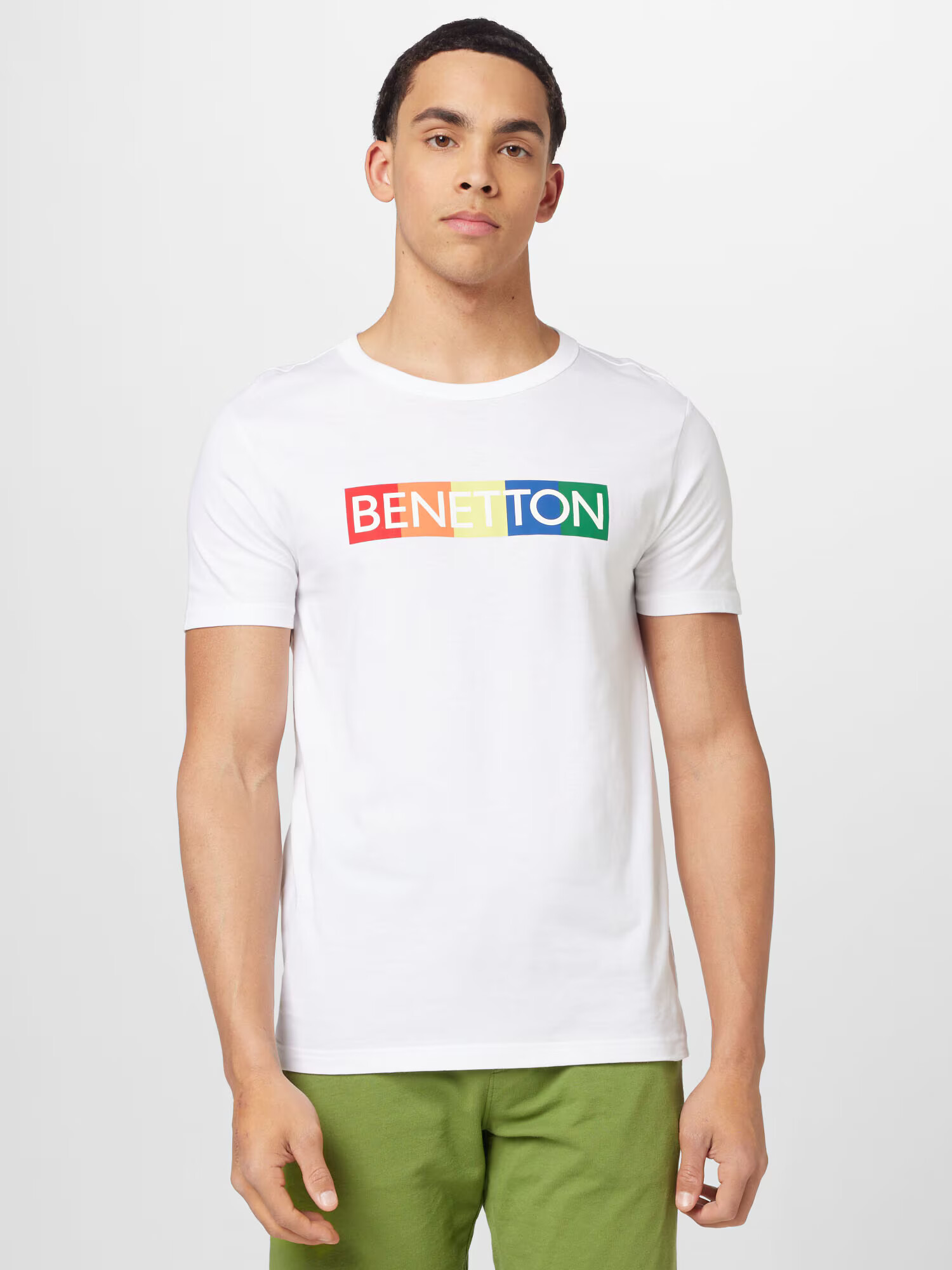 UNITED COLORS OF BENETTON Tricou albastru gențiană / portocaliu / roșu intens / alb - Pled.ro