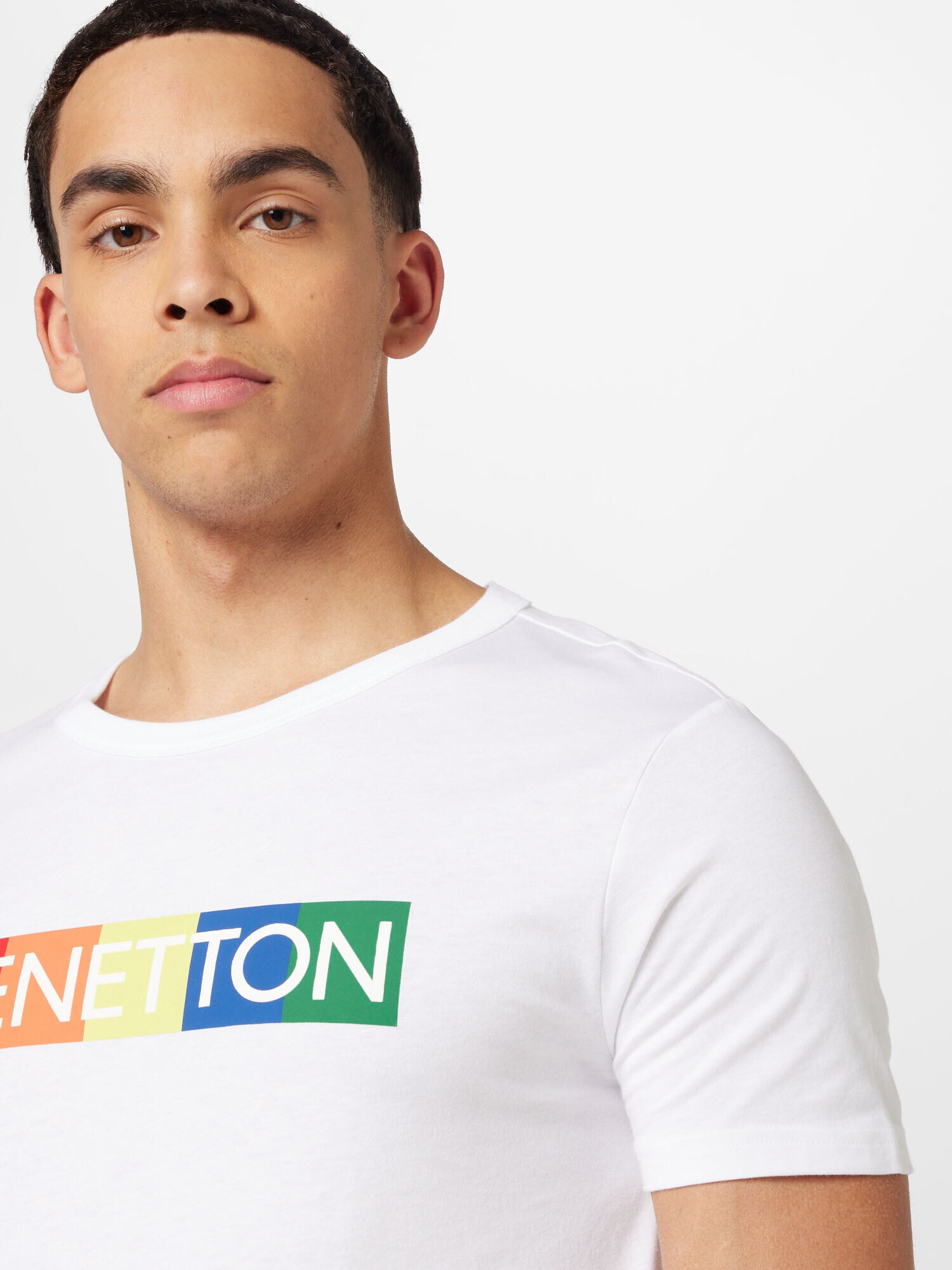 UNITED COLORS OF BENETTON Tricou albastru gențiană / portocaliu / roșu intens / alb - Pled.ro