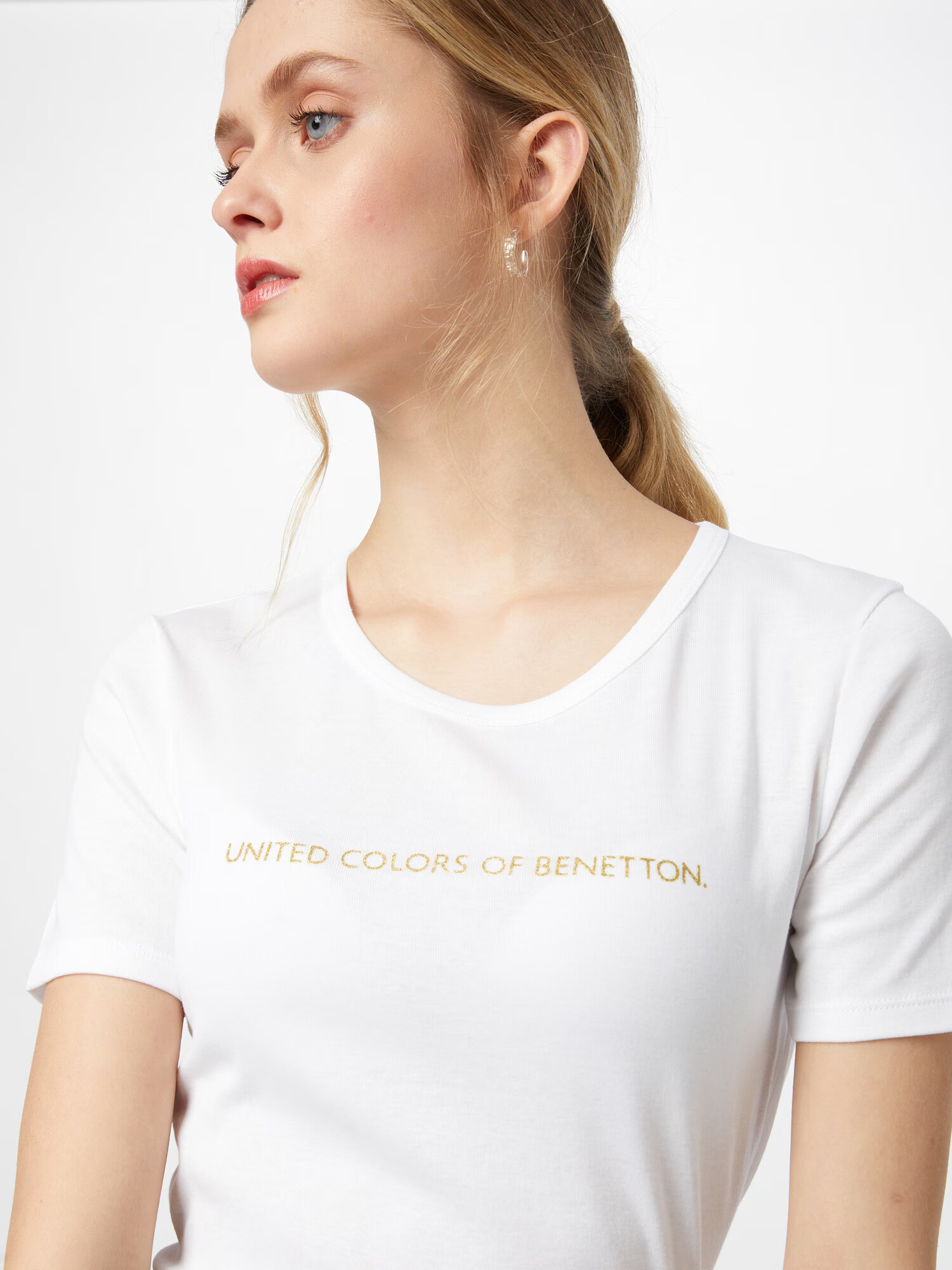 UNITED COLORS OF BENETTON Tricou auriu / alb - Pled.ro