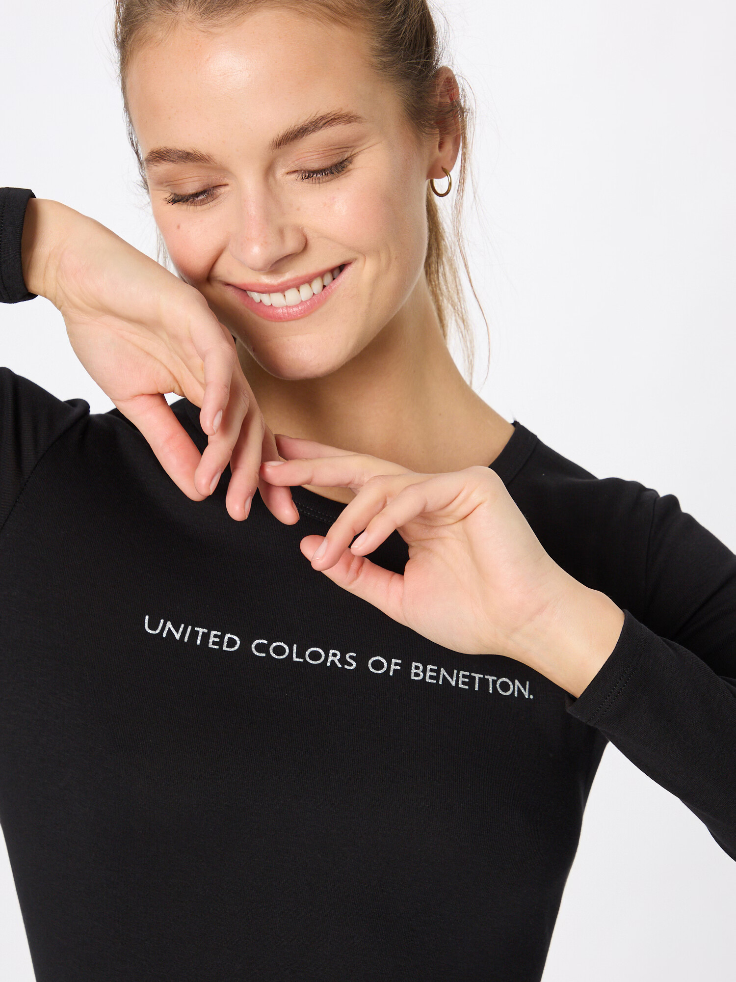 UNITED COLORS OF BENETTON Tricou negru / alb - Pled.ro