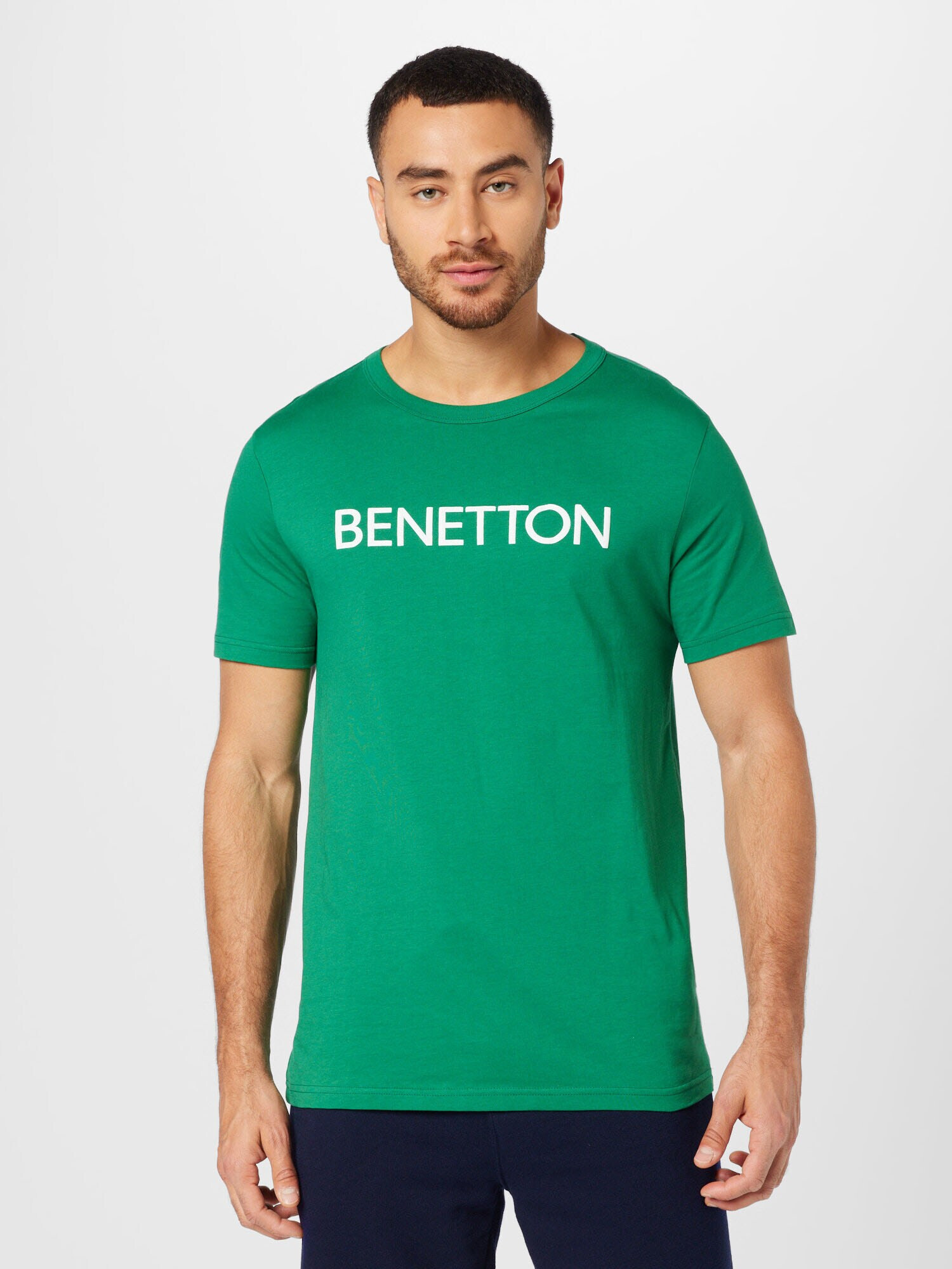 UNITED COLORS OF BENETTON Tricou verde iarbă / alb - Pled.ro