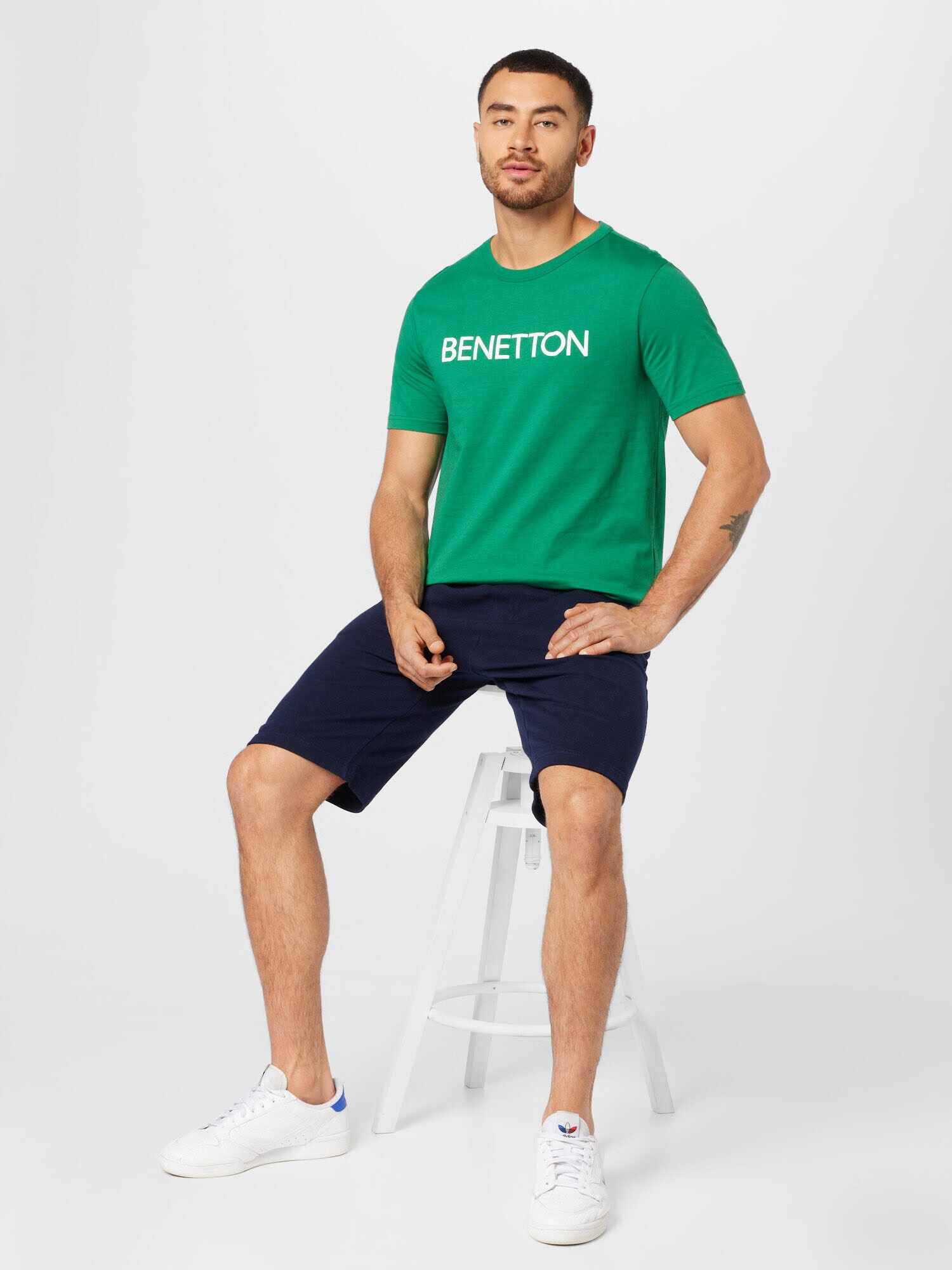 UNITED COLORS OF BENETTON Tricou verde iarbă / alb - Pled.ro