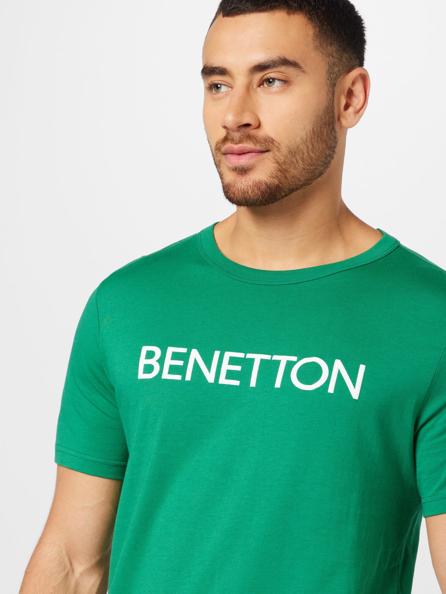 UNITED COLORS OF BENETTON Tricou verde iarbă / alb - Pled.ro