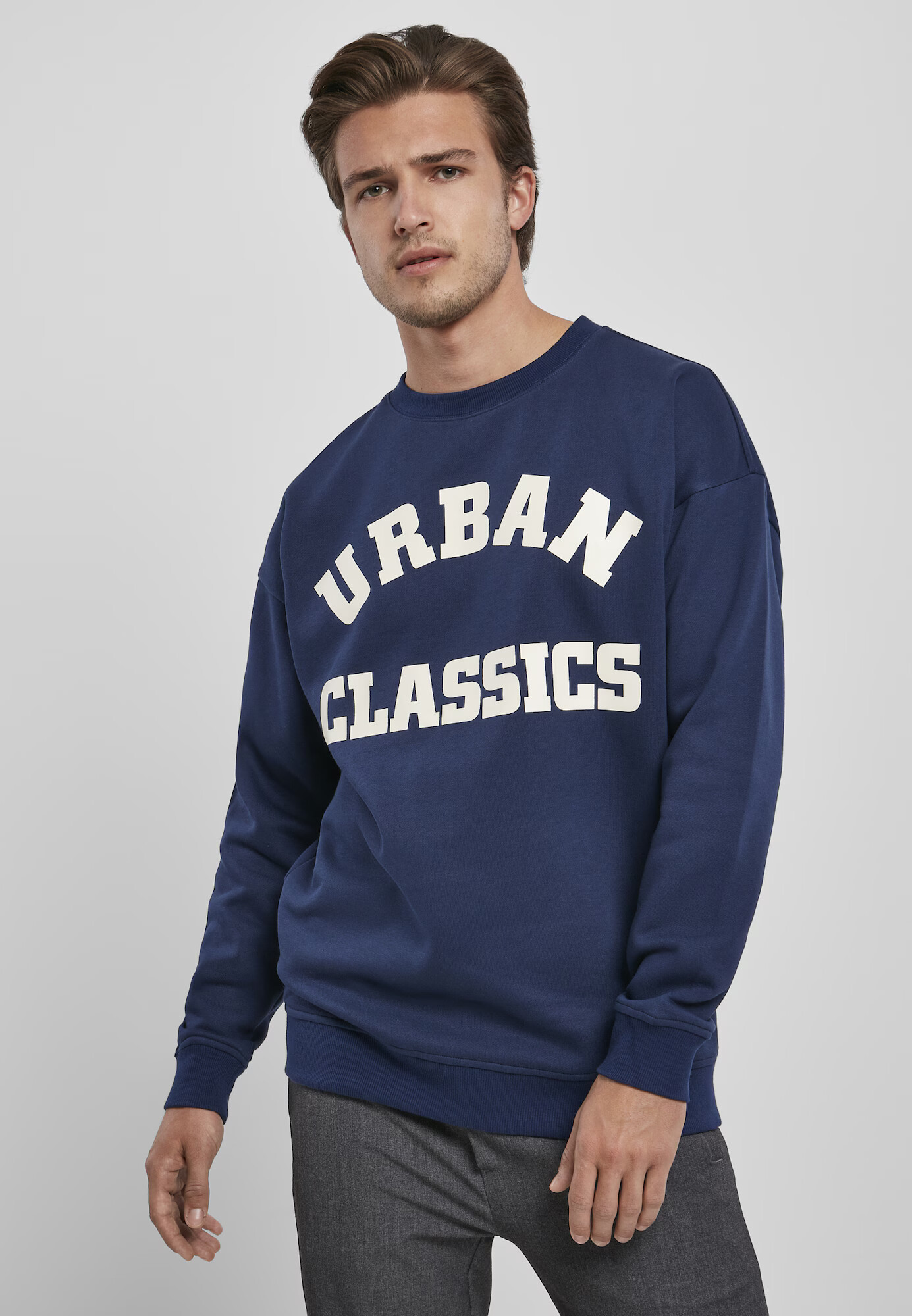 Urban Classics Bluză de molton bleumarin / alb - Pled.ro