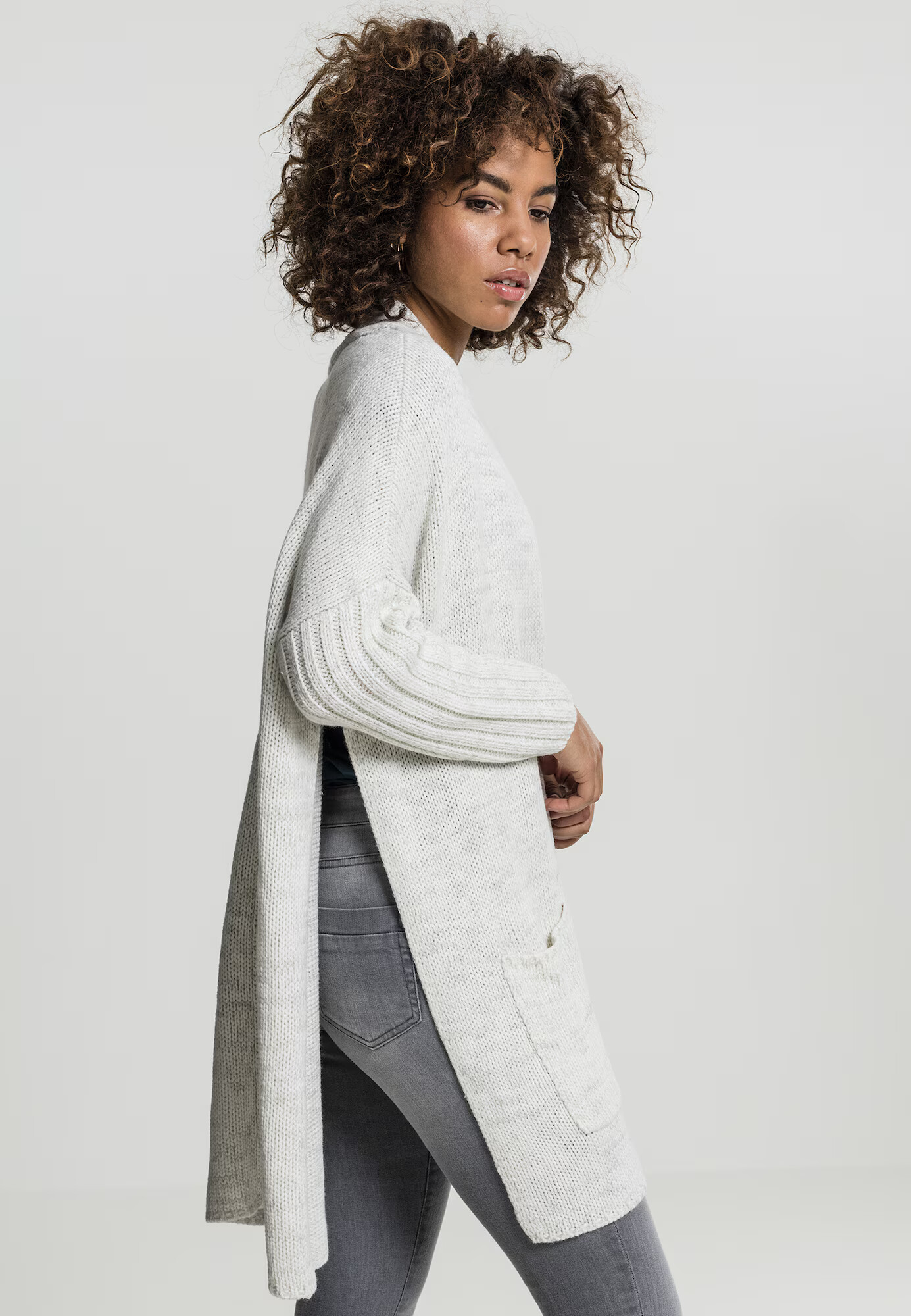 Urban Classics Cardigan dimensiuni mari alb amestacat - Pled.ro