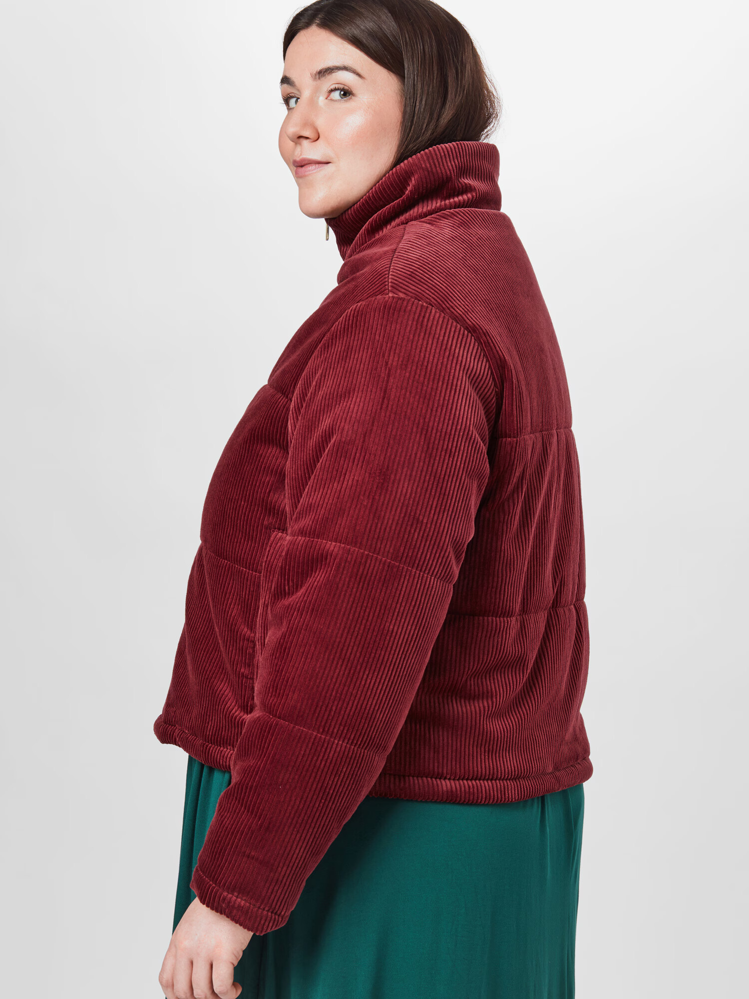 Urban Classics Geacă de primăvară-toamnă 'Corduroy Puffer Jacket' roșu burgundy - Pled.ro