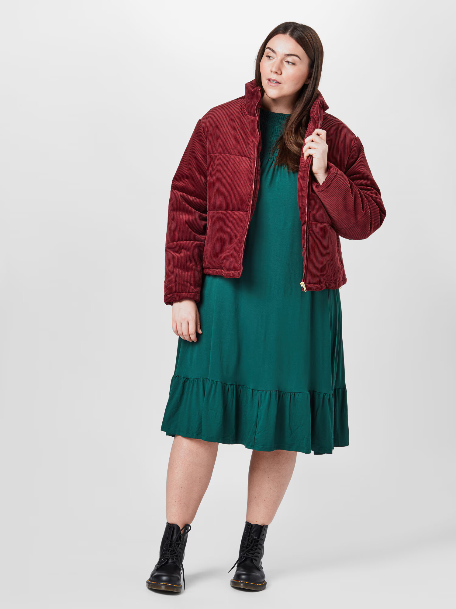 Urban Classics Geacă de primăvară-toamnă 'Corduroy Puffer Jacket' roșu burgundy - Pled.ro