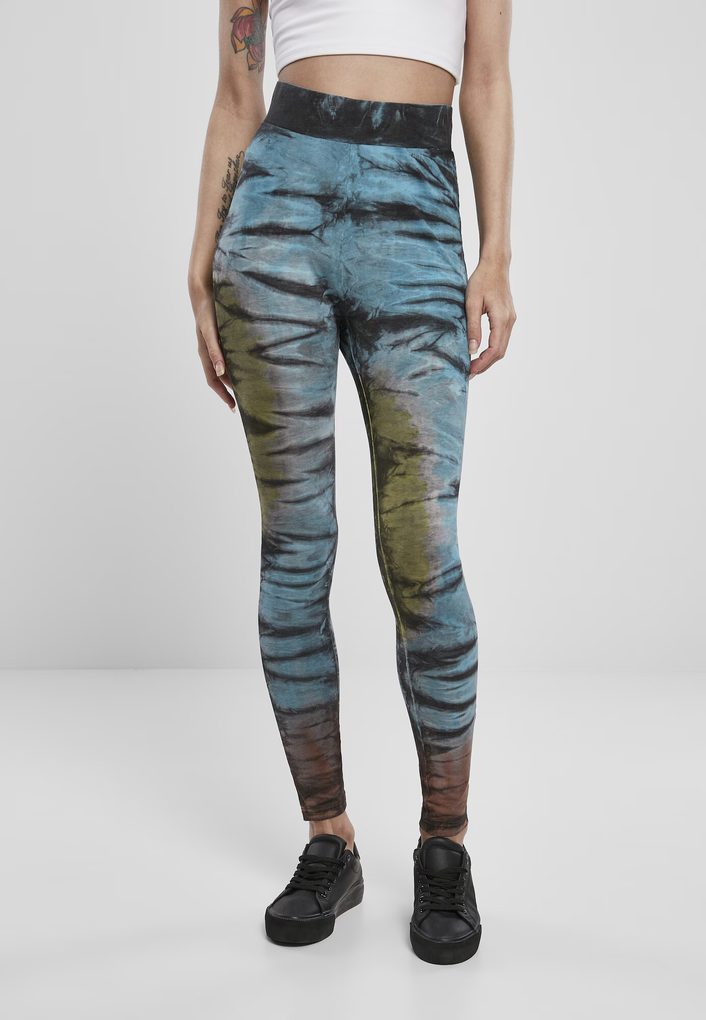 Urban Classics Leggings azuriu / maro închis / verde deschis / negru - Pled.ro