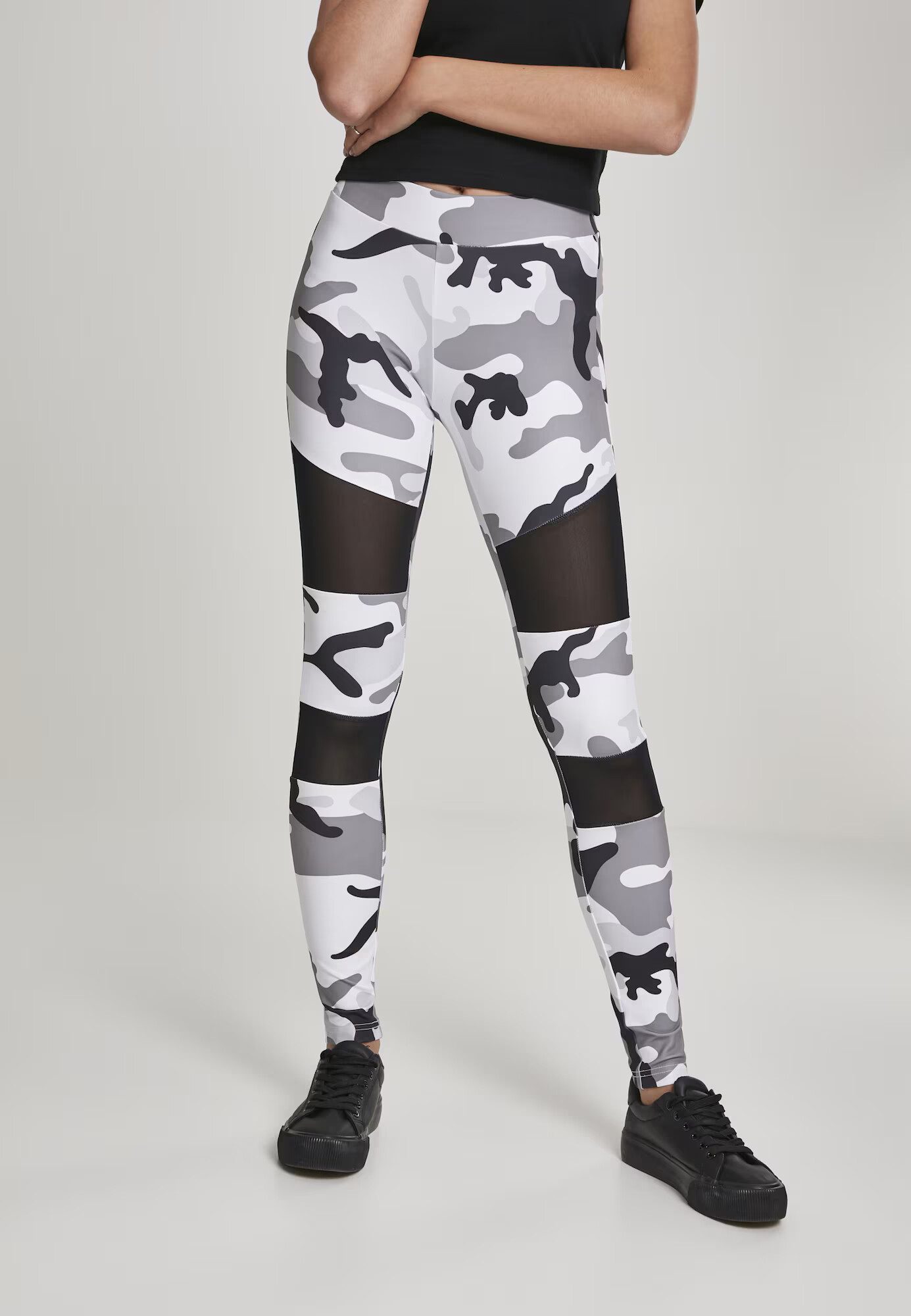 Urban Classics Leggings gri / negru / alb - Pled.ro