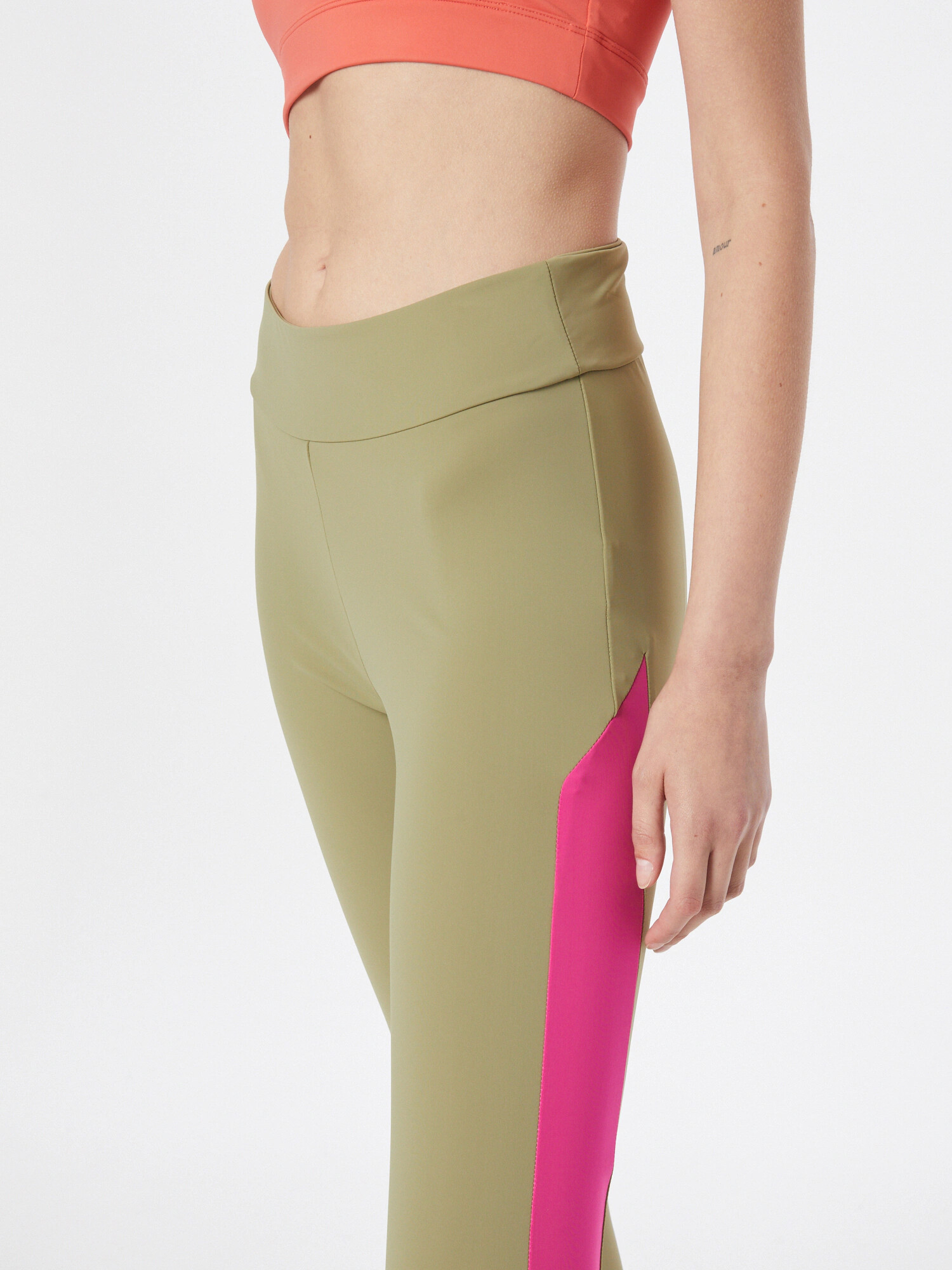 Urban Classics Leggings kaki / roz neon - Pled.ro